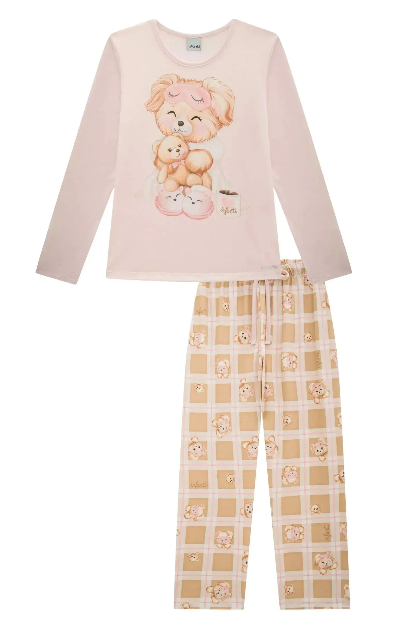 Conjunto de Pijama de Blusa em Malha Fresh e Calça em Malha Comfy 89631 Infanti Infantil Menina