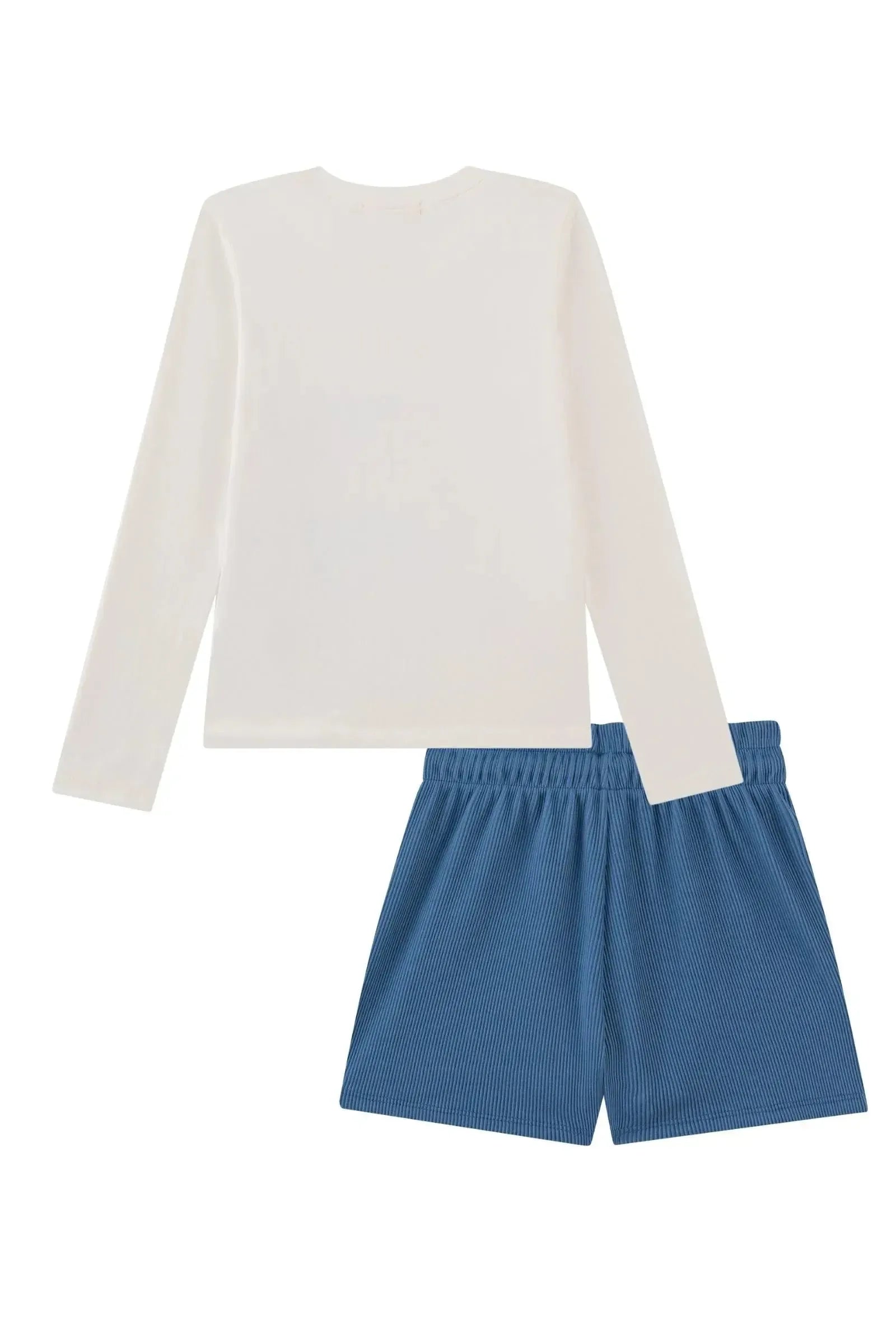 Conjunto de Blusa em Cotton e Shorts em Soft Line 91675 Kukiê Infantil Menina