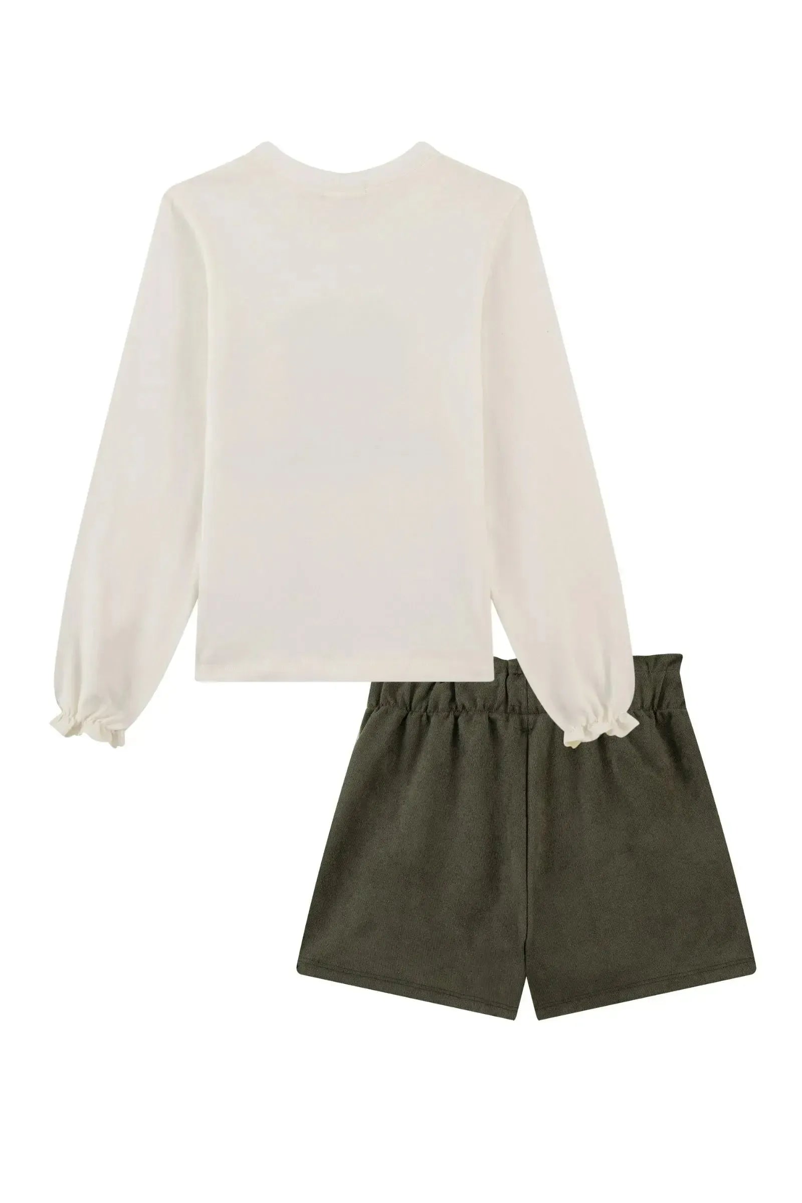 Conjunto de Blusa em Cotton e Shorts em Cotelê 90651 Kukiê Infantil Menina