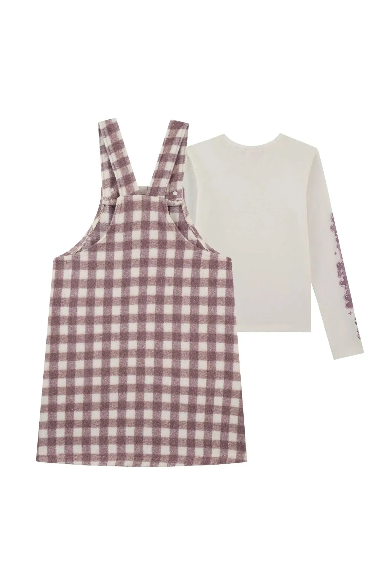 Conjunto de Blusa em Cotton e Salopete em Lã Batida 92684 Kukiê Infantil Menina