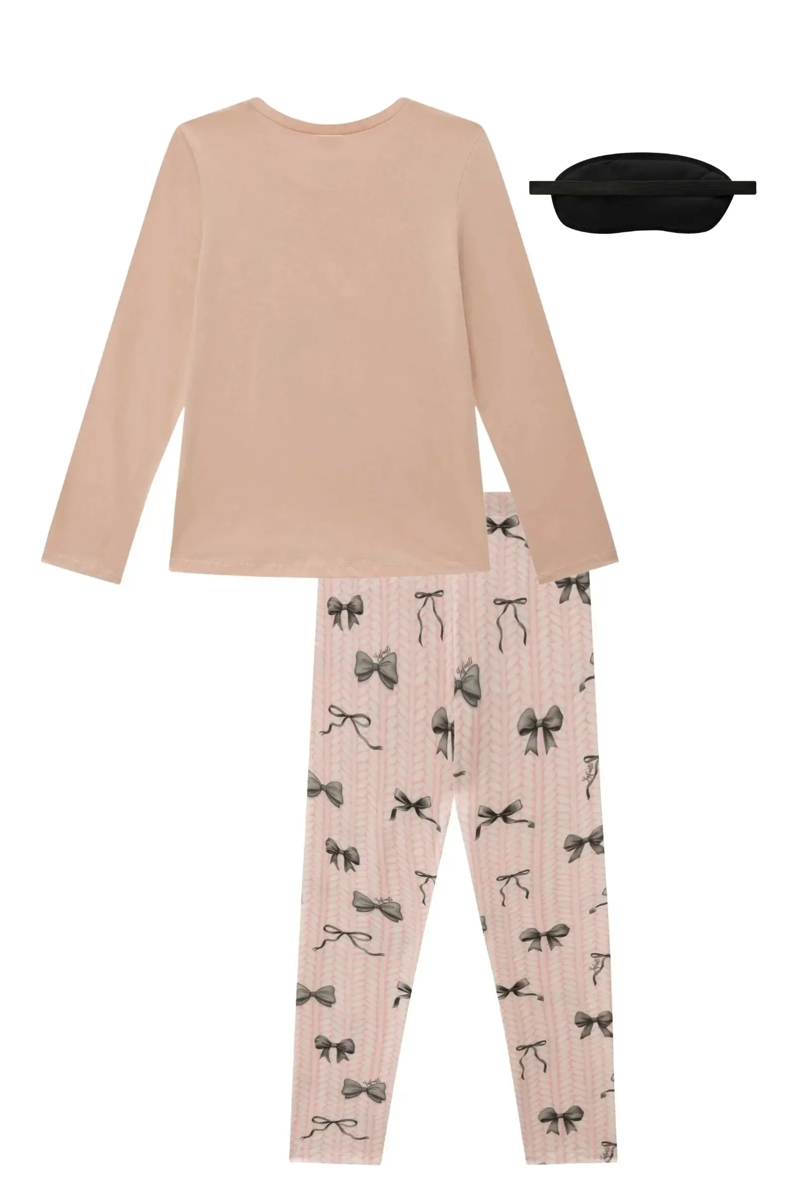 Conjunto de Pijama de Blusa em Meia Malha e Calça Legging em Malha Comfy. Acompanha Máscara 89630 Infanti Infantil Menina