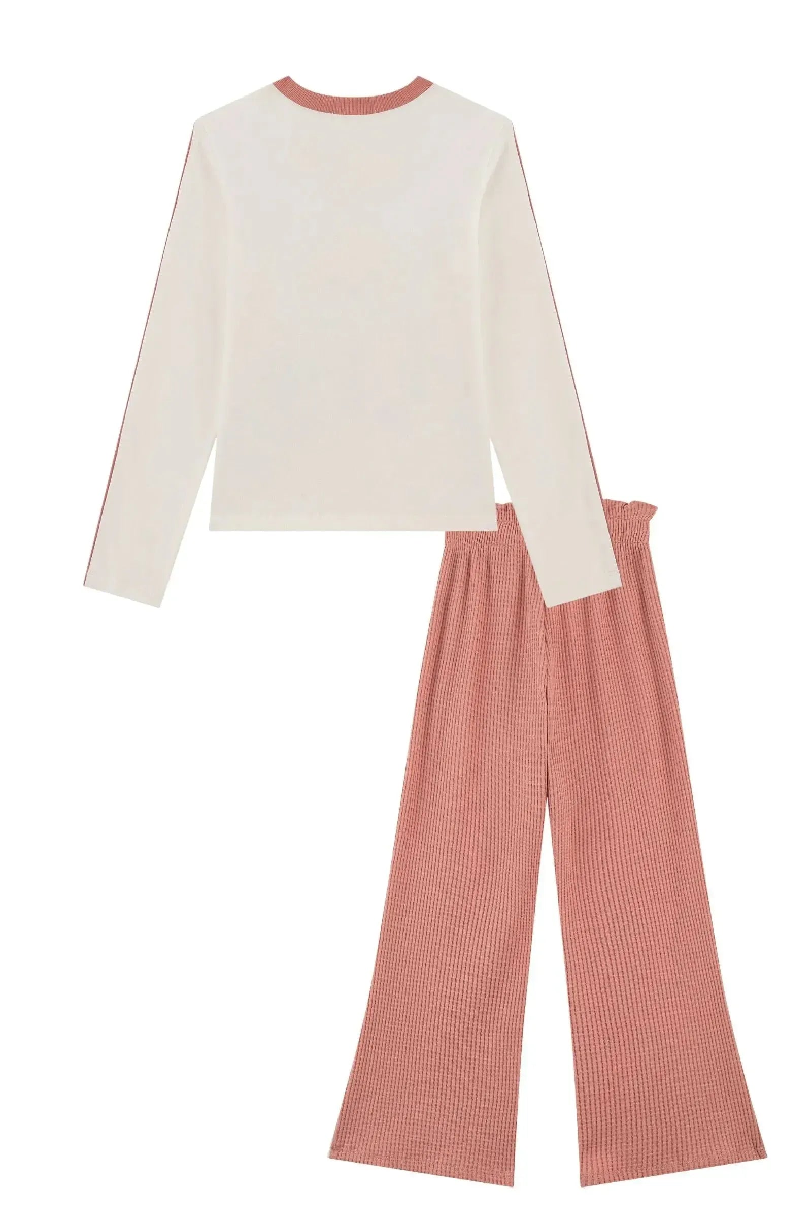 Conjunto de Blusa em Cotton e Calça em Malha Big Waffle 91718 Kukiê Infantil Menina