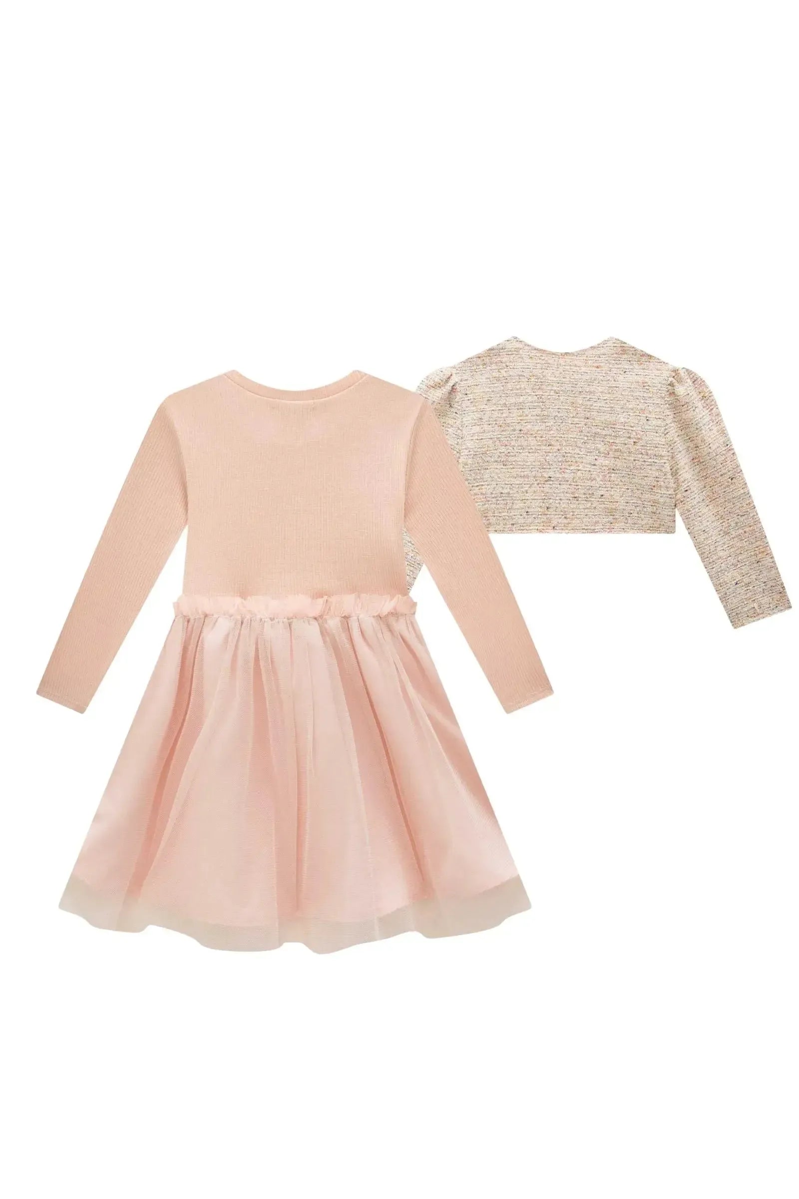 Vestido em Canelado Liz e Tule com Elastano com Bolero em Malha Tweed 91350 Infanti Infantil Menina