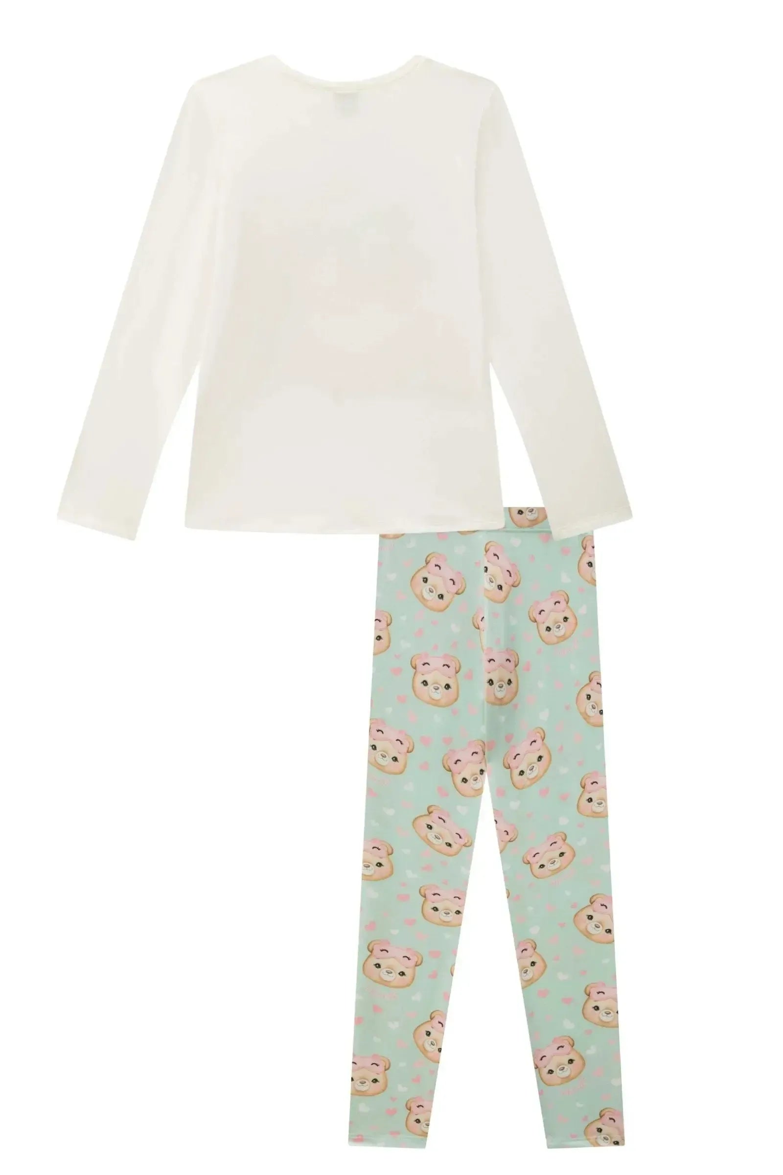 Conjunto de Pijama de Blusa e Calça Legging em Malha Comfy 89639 Infanti Infantil Menina