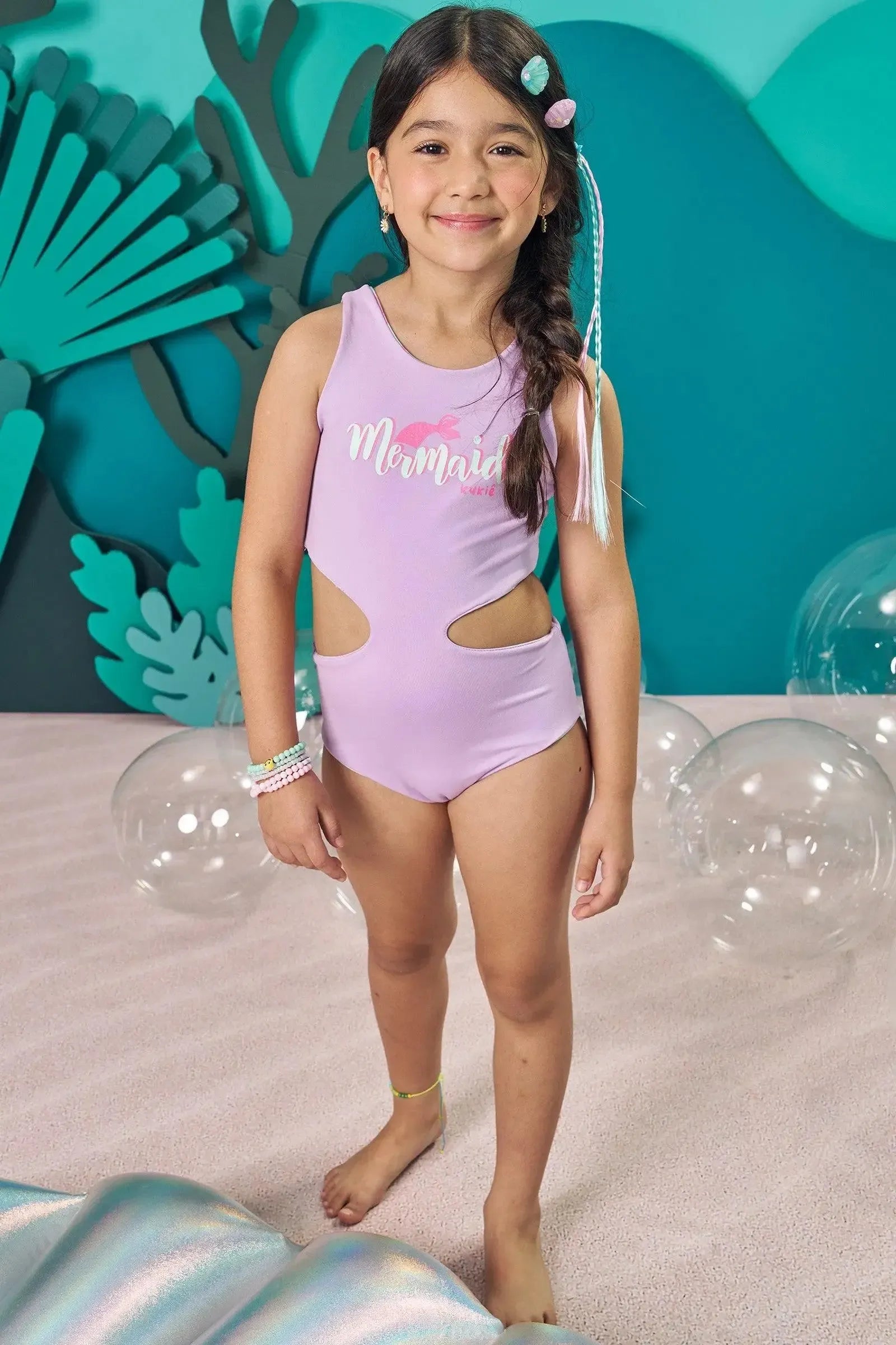 Maiô Reversível em Malha com Proteção UV 50+ 83676 Kukiê Infantil Menina