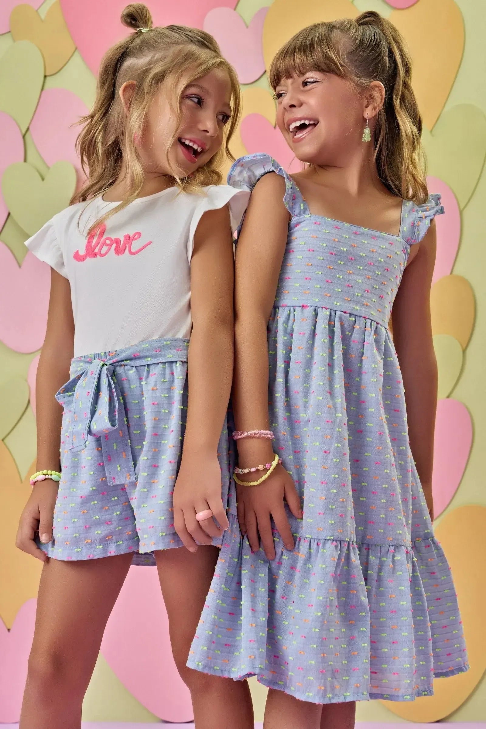 Vestido em Tricoline Neon Dots 86630 Infanti Infantil Menina