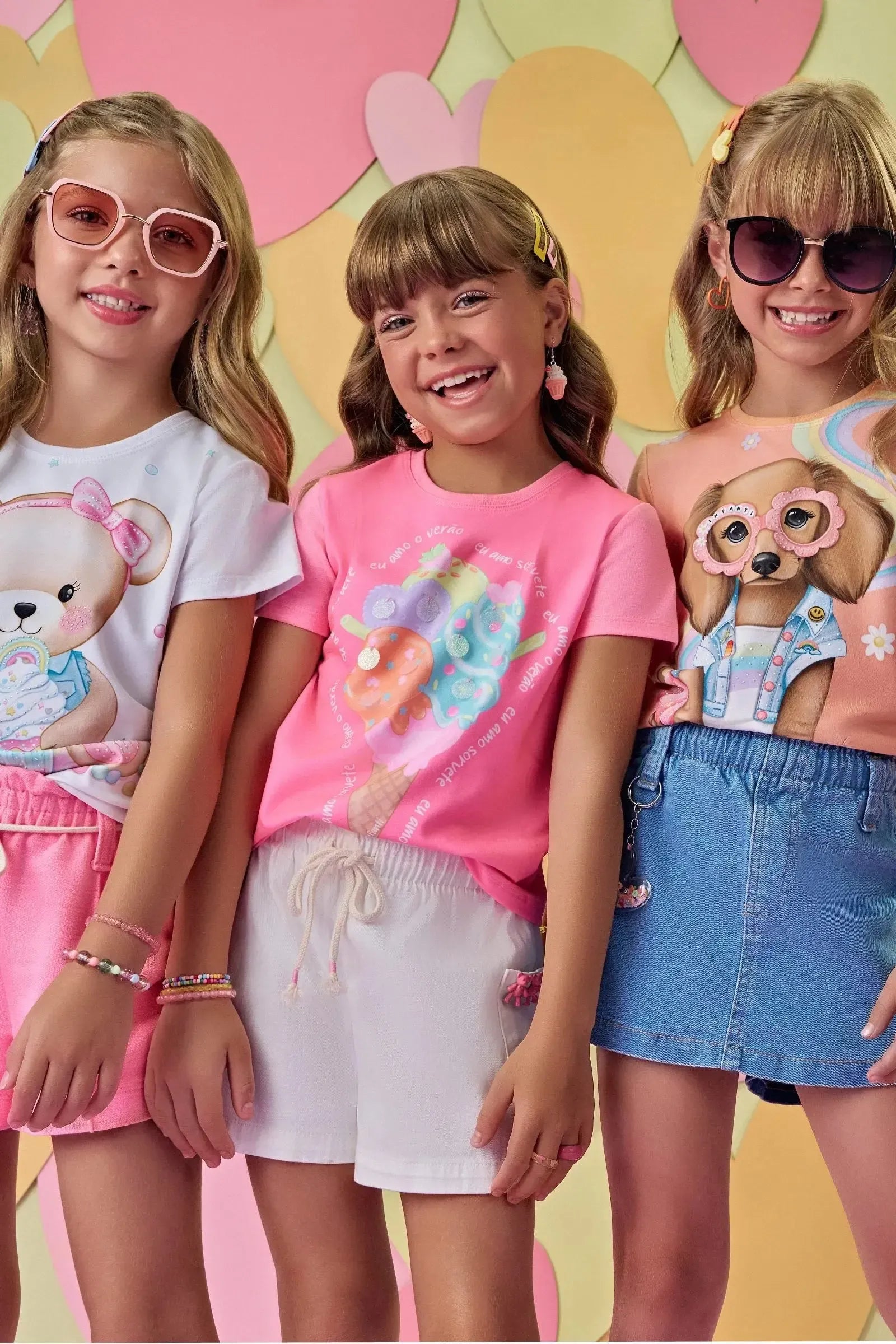 Shorts em Moletom sem Pelúcia 86587 Infanti Infantil Menina