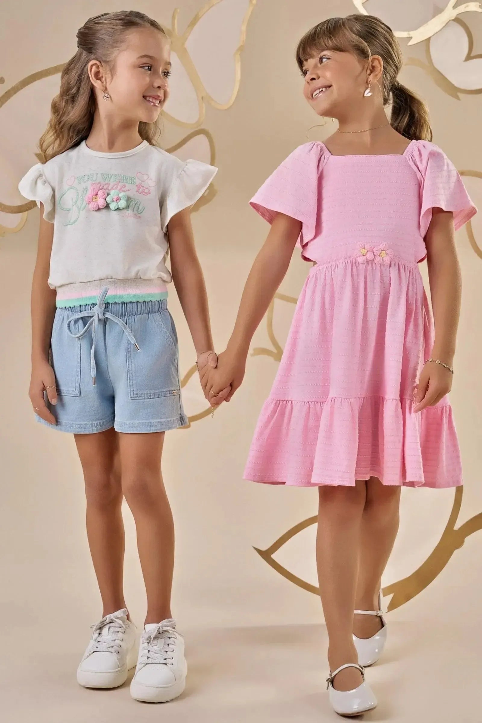 Vestido em Malha Textura 87208 Infanti Infantil Menina