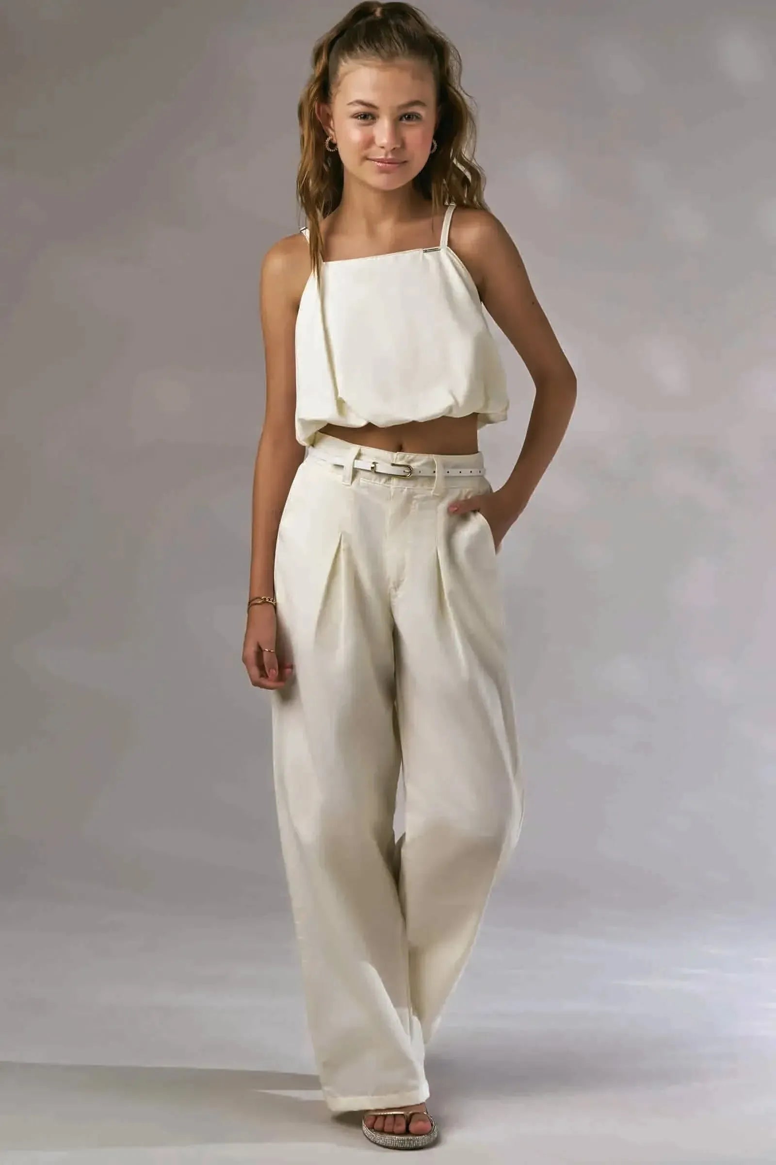 Conjunto de Top Cropped e Calça em Alfaiataria Amore 87470 Lilimoon Teen Menina