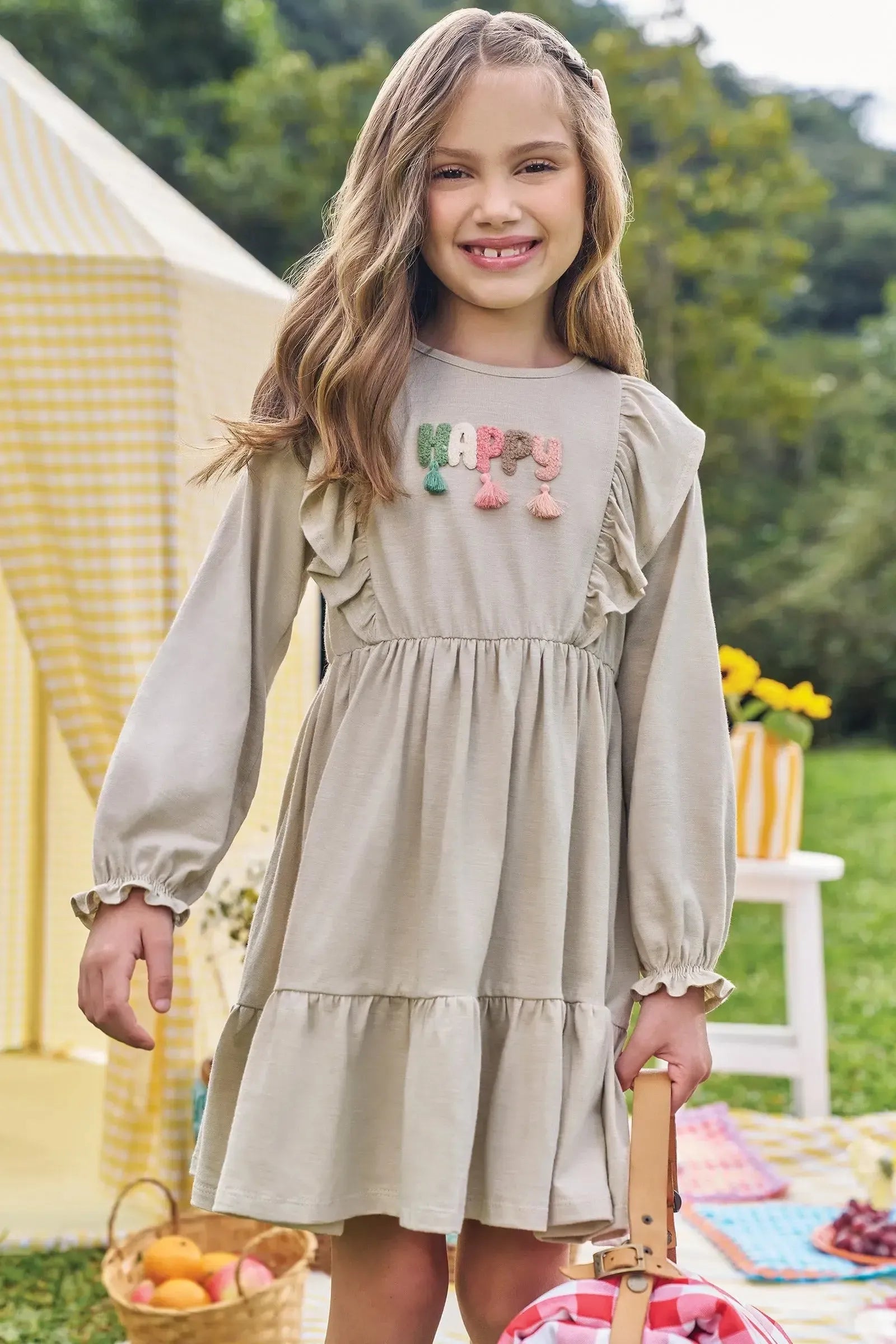 Vestido em Meia Malha Flamê 89258 Kukiê Infantil Menina