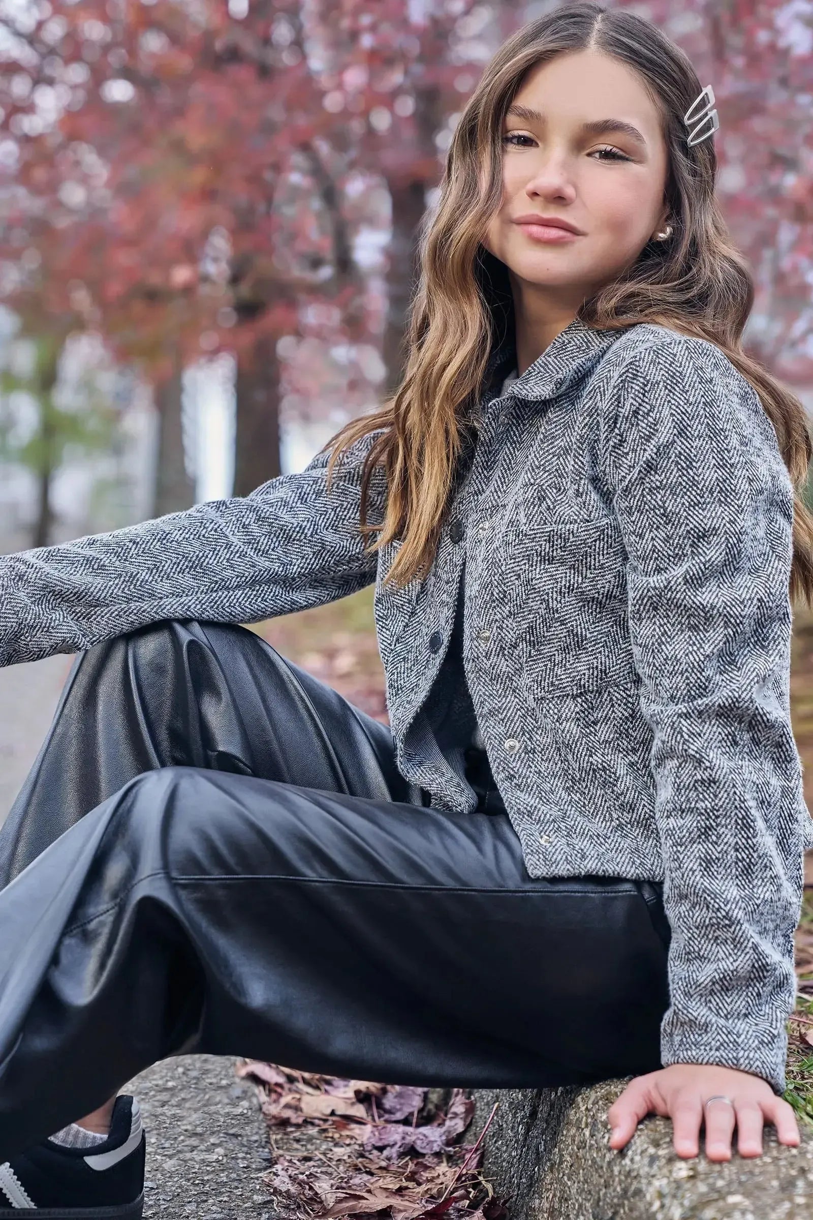 Jaqueta Boxy em Tweed 89426 Vic&Vicky Teen Menina