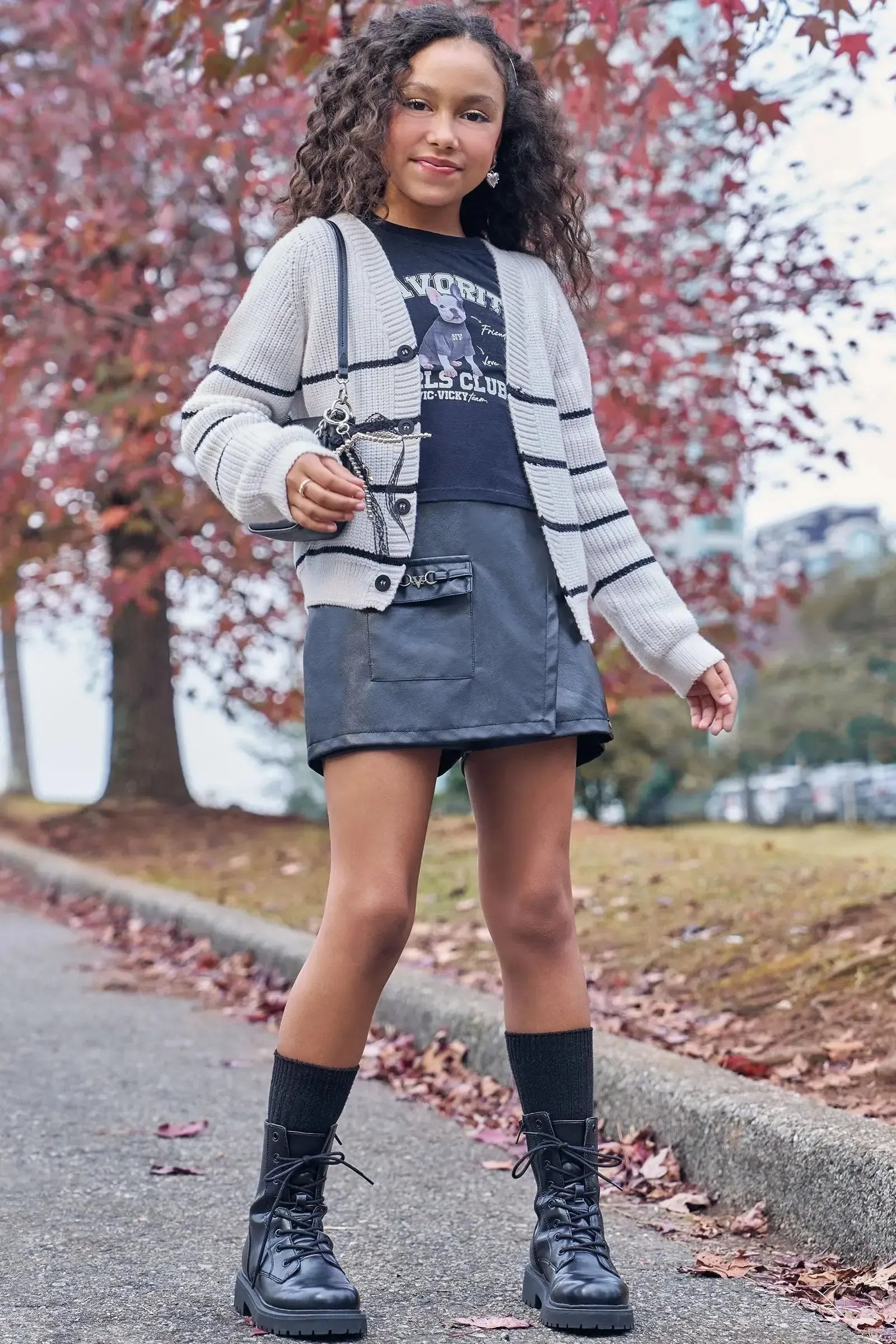 Short Saia em Couro Sintético 89431 Vic&Vicky Teen Menina