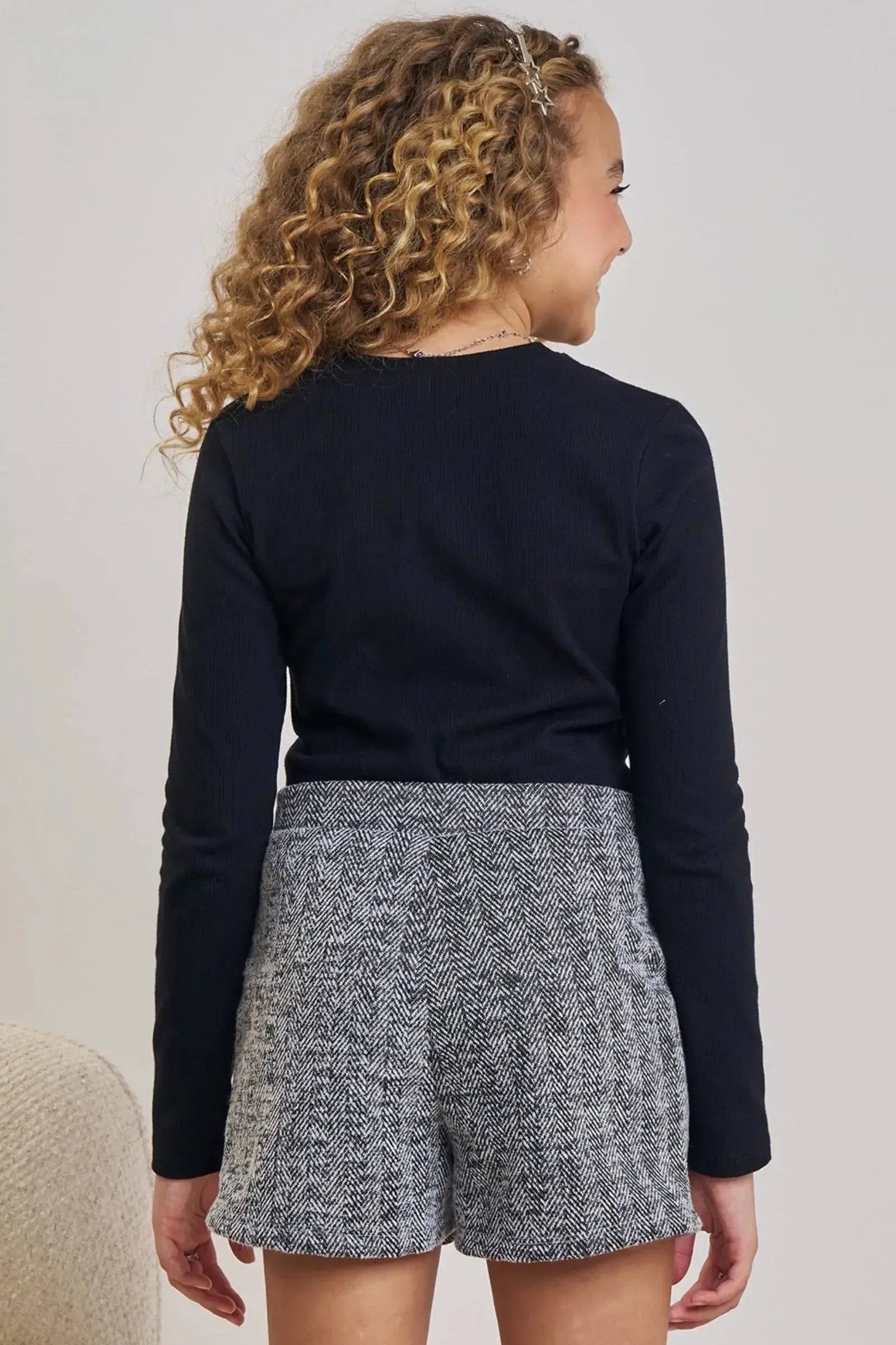 Conjunto de Blusa em Canelado Liz e Shorts em Tweed 89444 Vic&Vicky Teen Menina