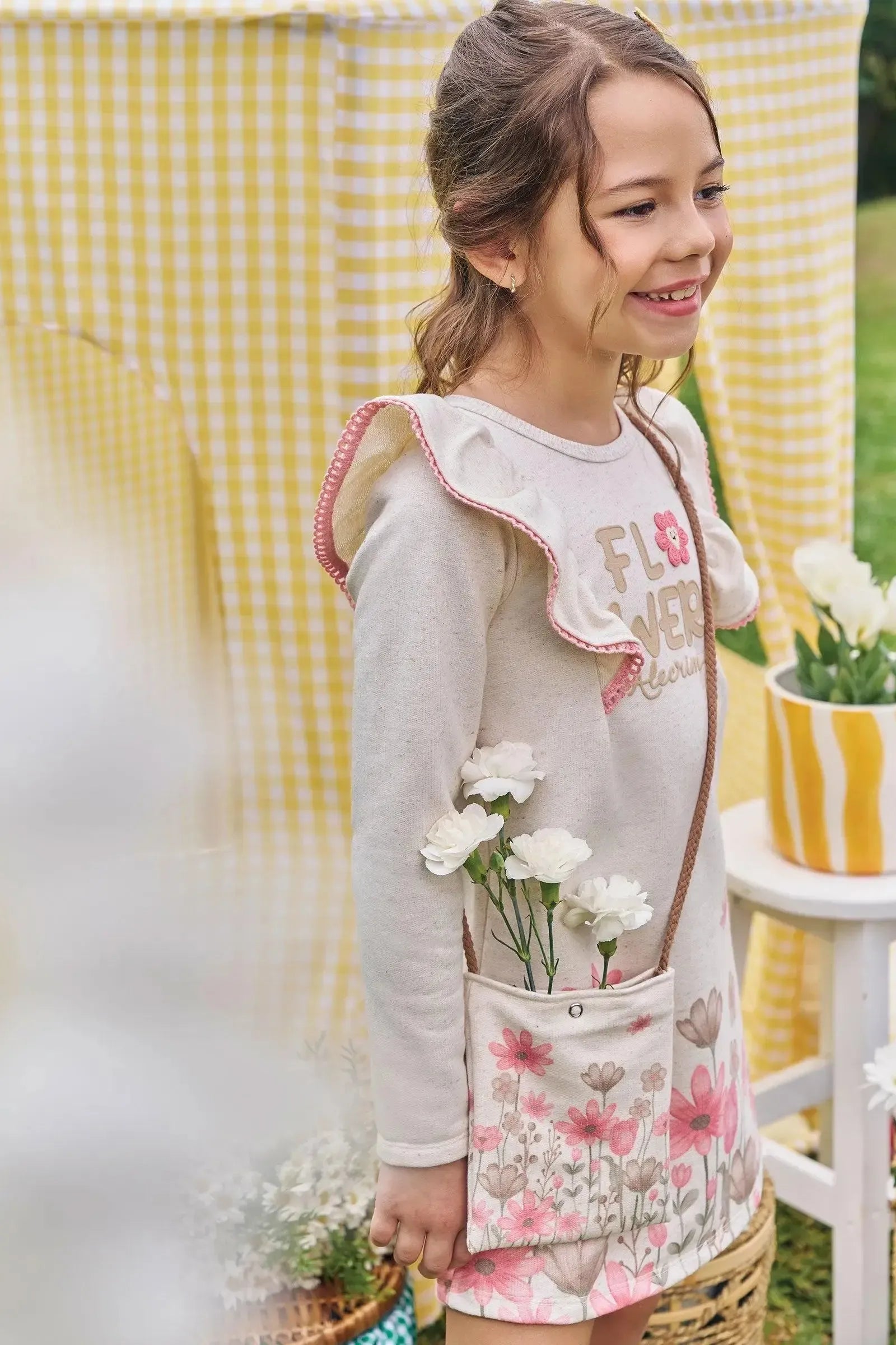 Vestido em Moletom sem Pelúcia (acompanha Bolsa) 89606 Kukiê Infantil Menina