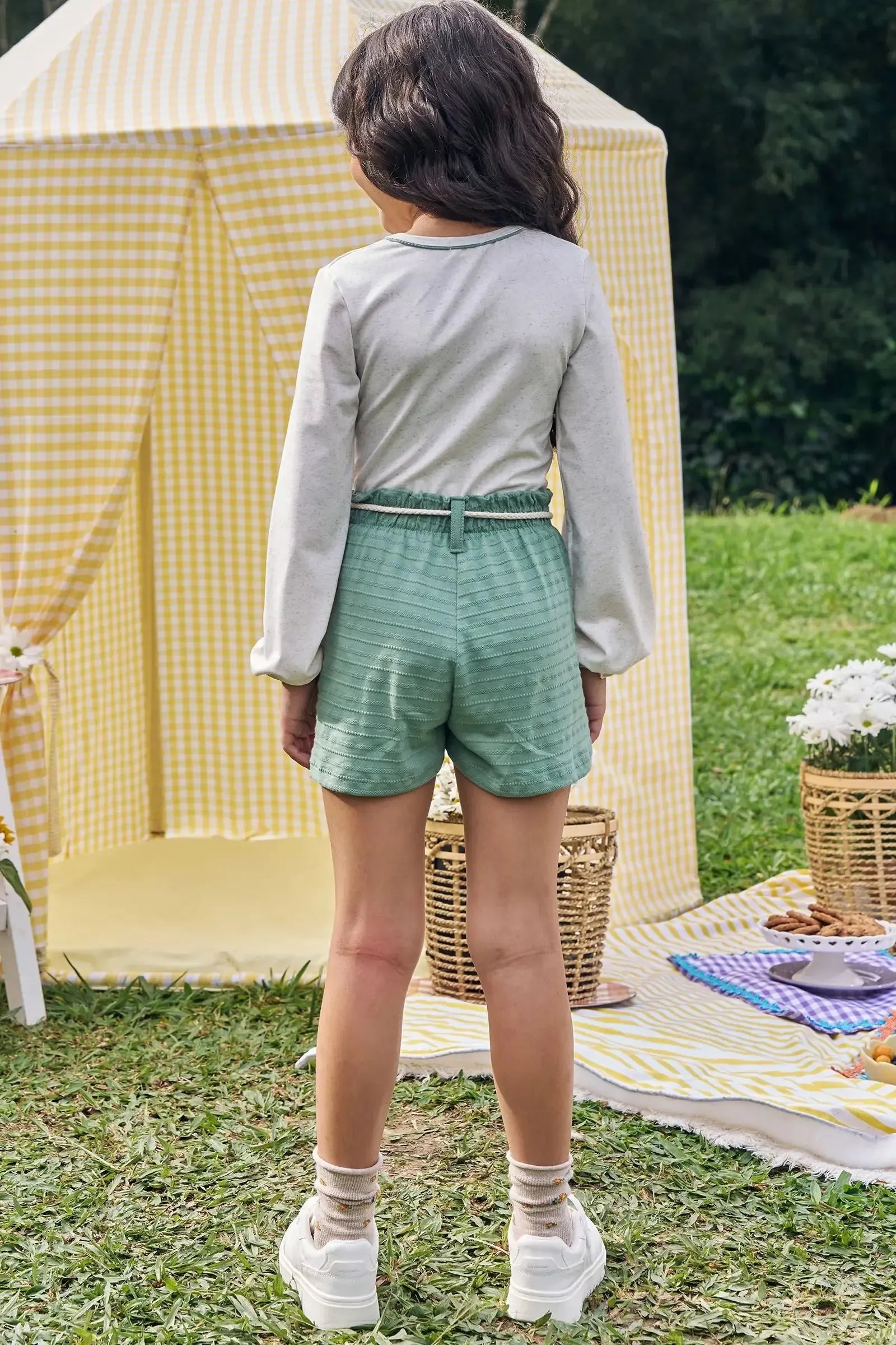 Conjunto de Blusa em Malha Power e Shorts em Malha Textura 89607 Kukiê Infantil Menina