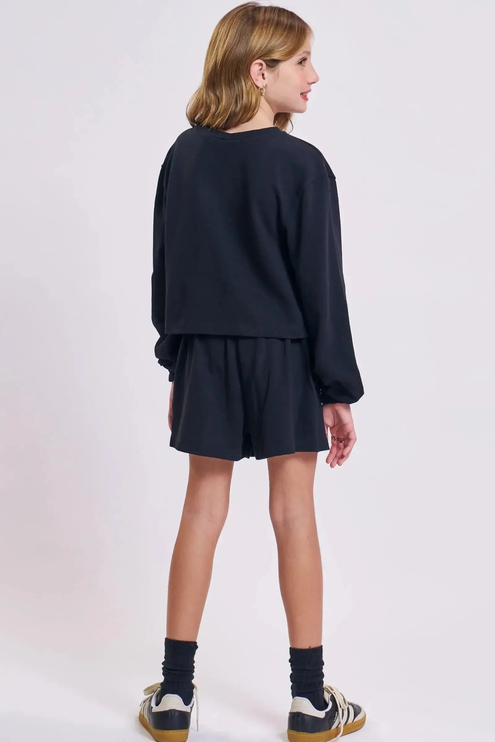 Conjunto de Blusão Cropped e Short Saia em Moletwill 89652 Lilimoon Teen Menina