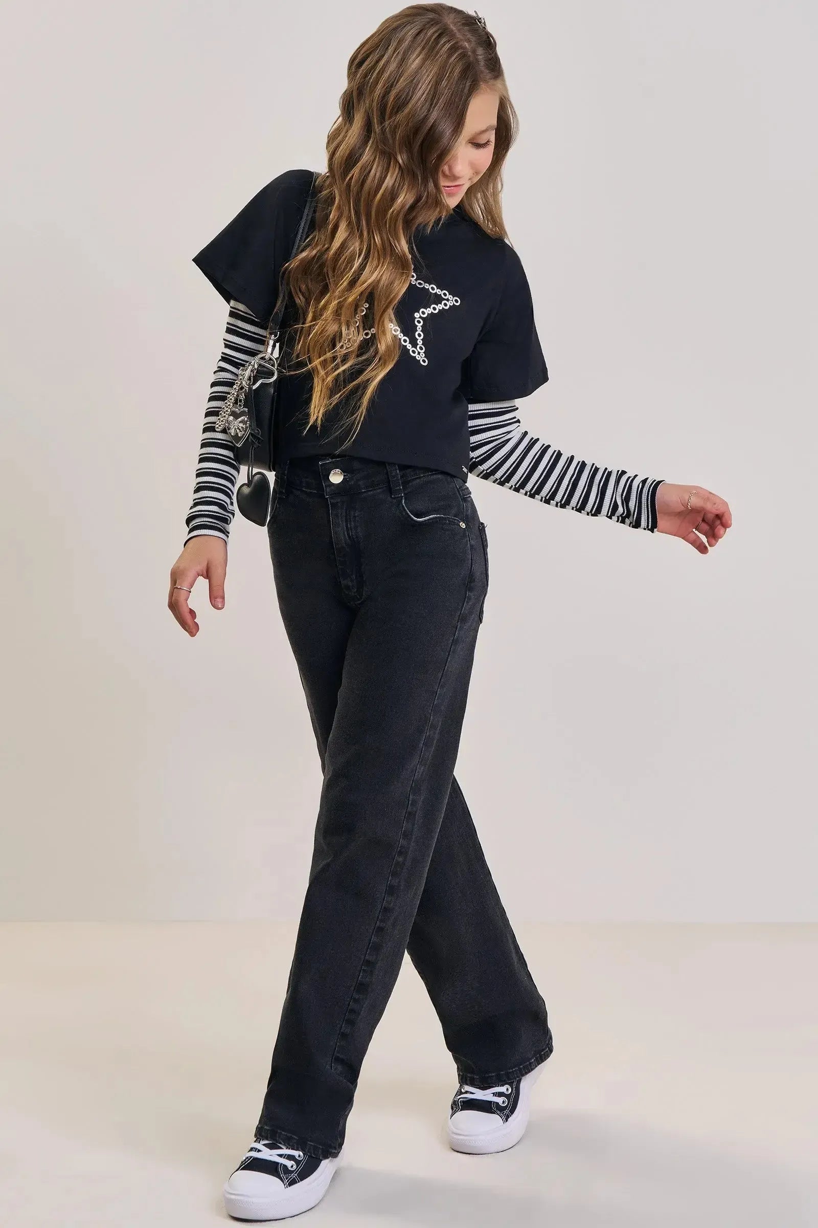 Calça Wide Leg em Jeans com Elastano 90188 Vic&Vicky Teen Menina