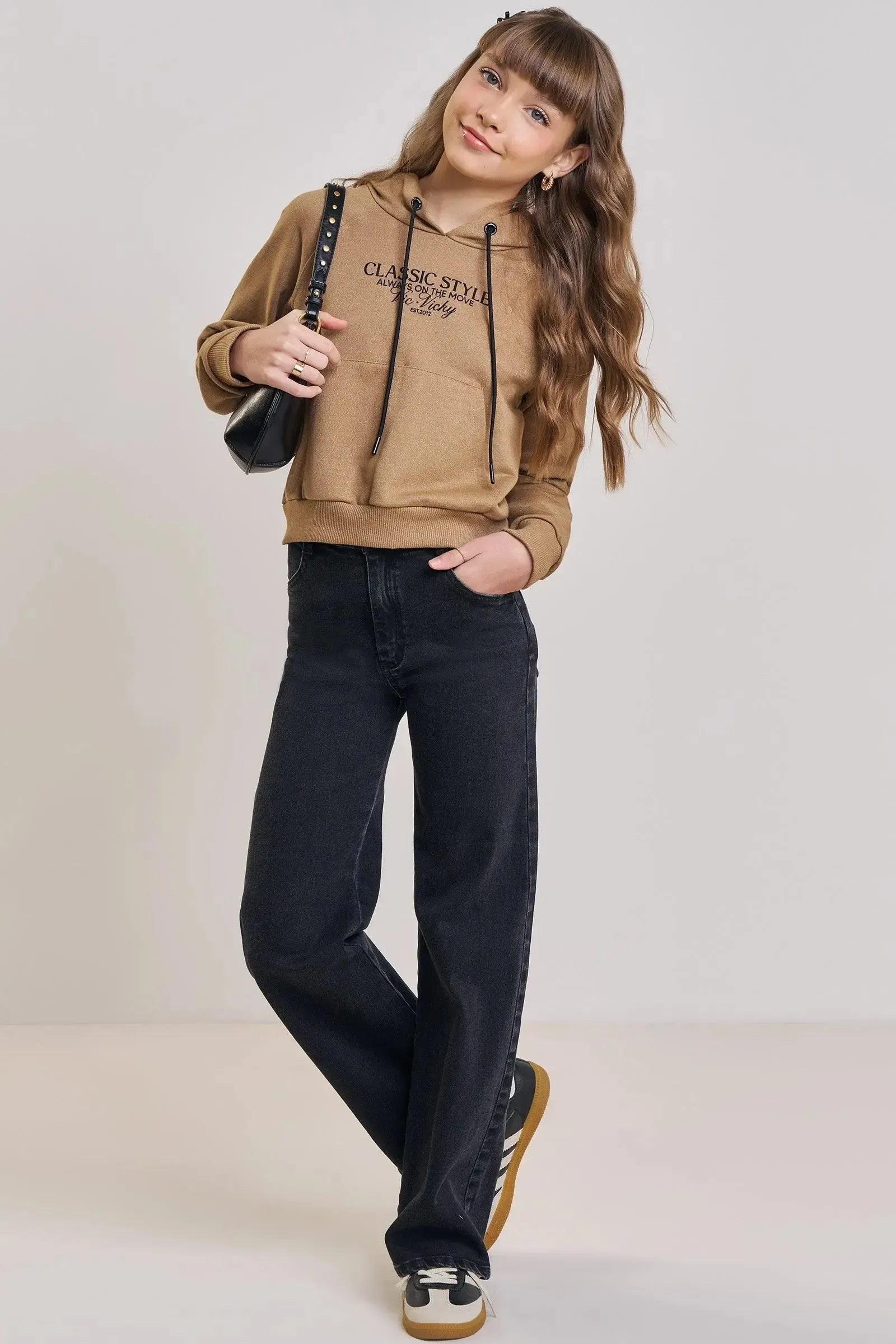 Calça Wide Leg em Jeans com Elastano 90188 Vic&Vicky Teen Menina