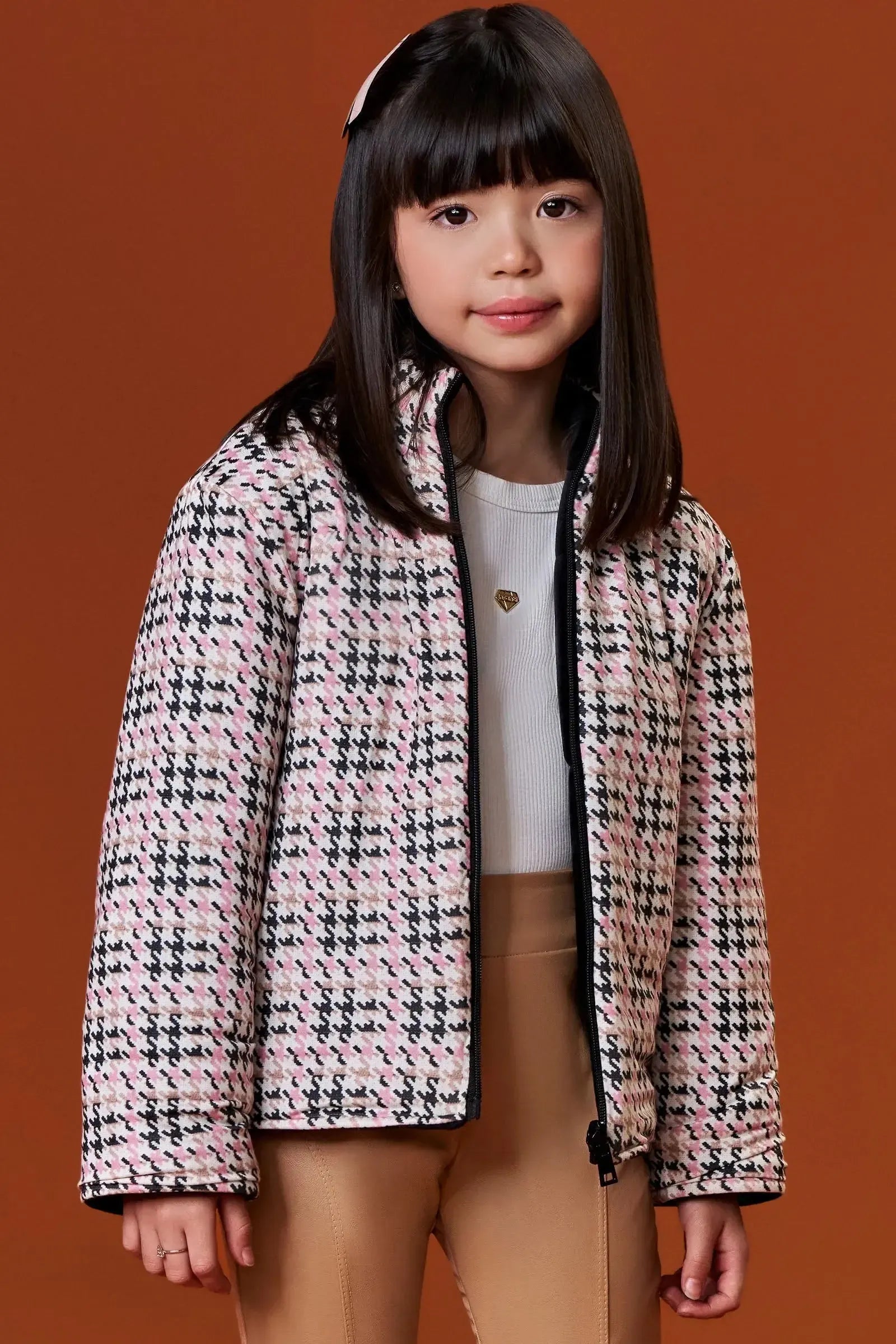 Jaqueta Puffer Reversível em Veludo com Elastano e Malha Comfy 90484 Infanti Infantil Menina