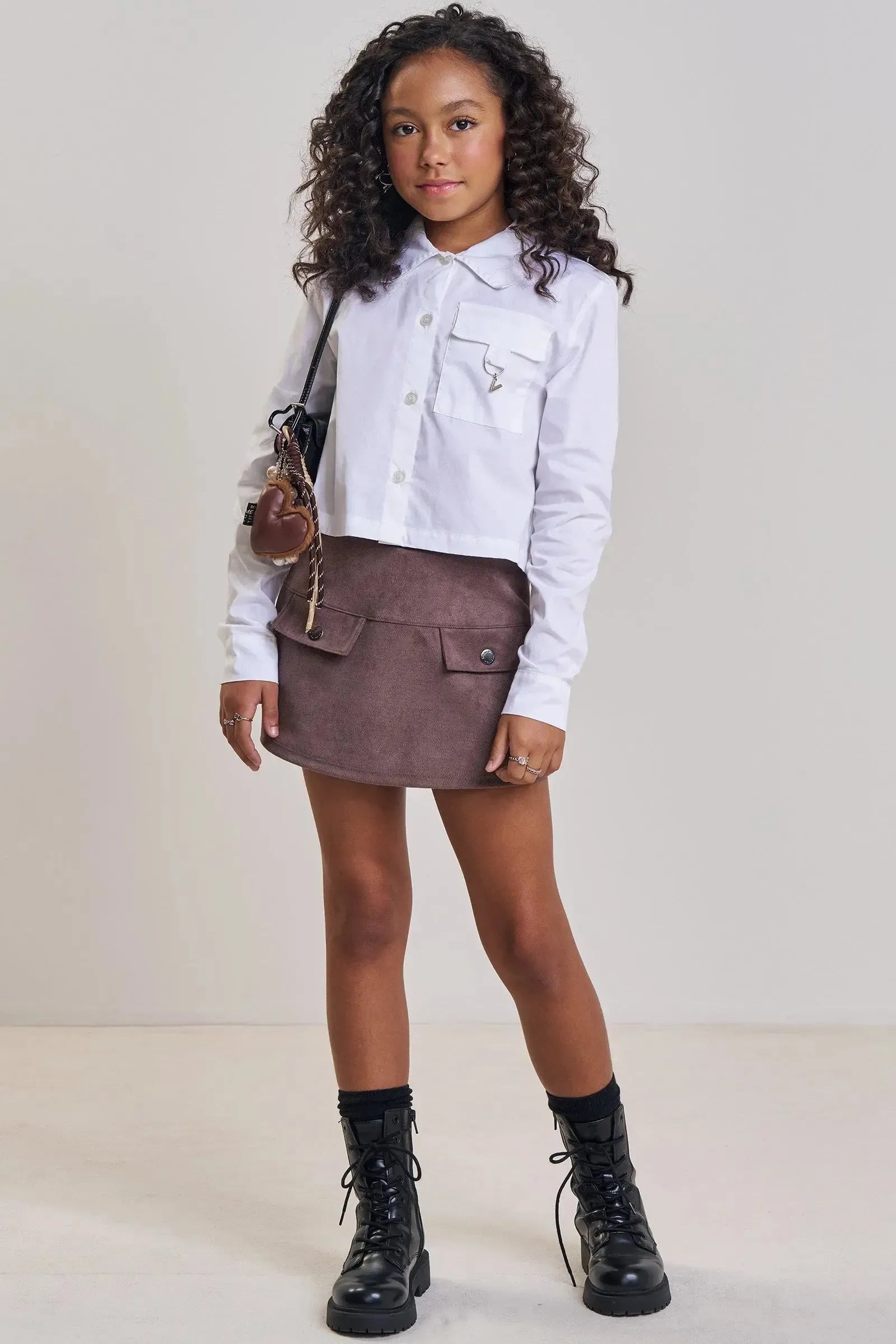 Short Saia em Suede Twill 90602 Vic&Vicky Teen Menina