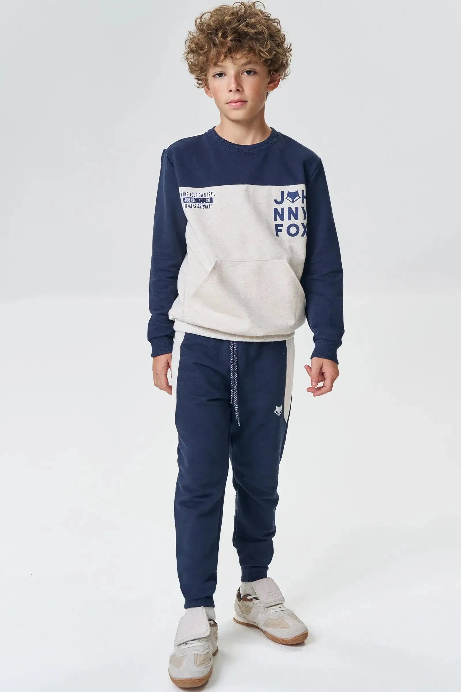 Conjunto de Blusão e Calça Jogger em Moletom sem Pelúcia 90630 Johnny Fox Teen Menino