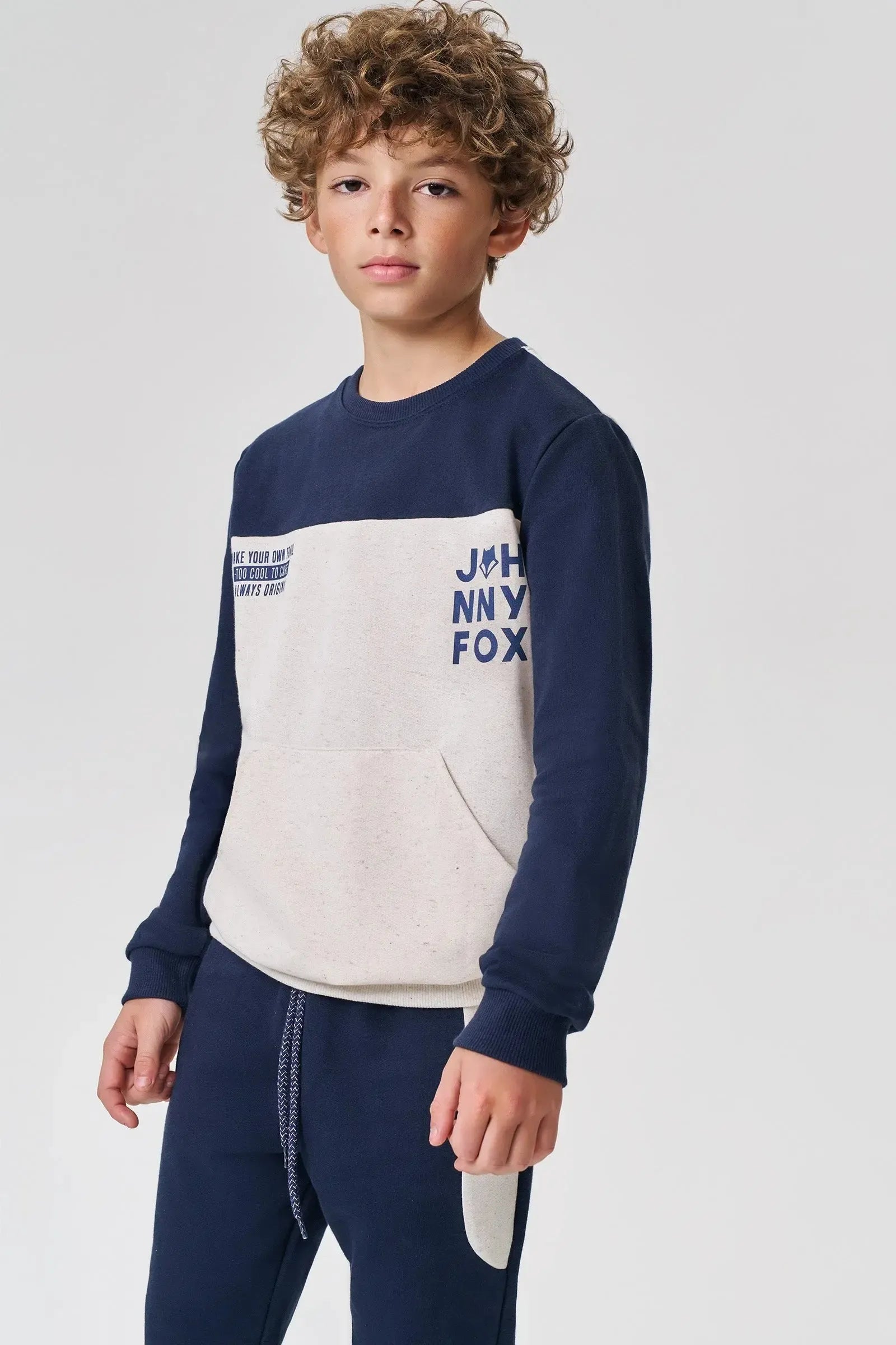 Conjunto de Blusão e Calça Jogger em Moletom sem Pelúcia 90630 Johnny Fox Teen Menino