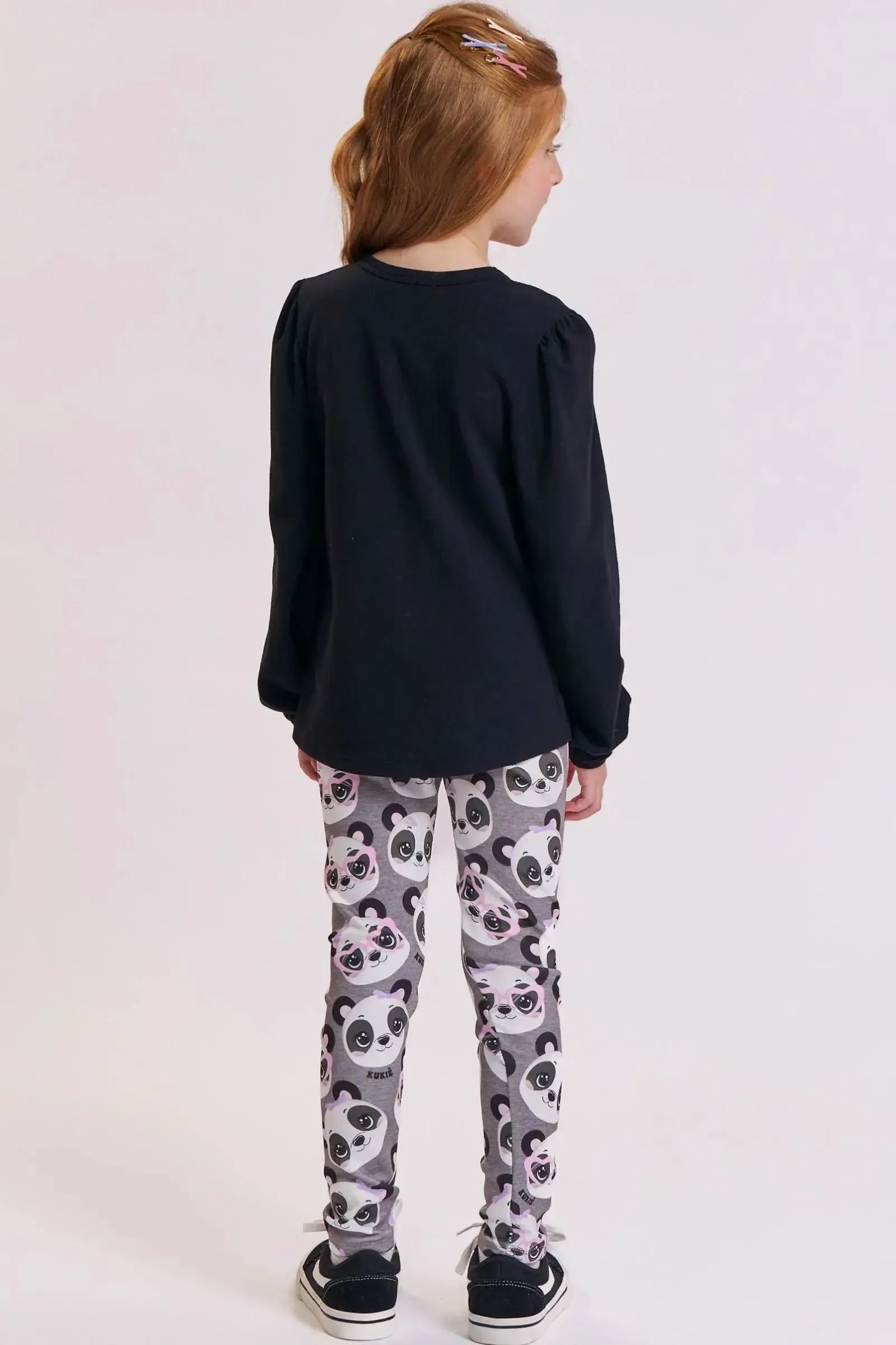 Conjunto de Blusa Alongada em Cotton e Legging em Fly Tech 90642 Kukiê Infantil Menina