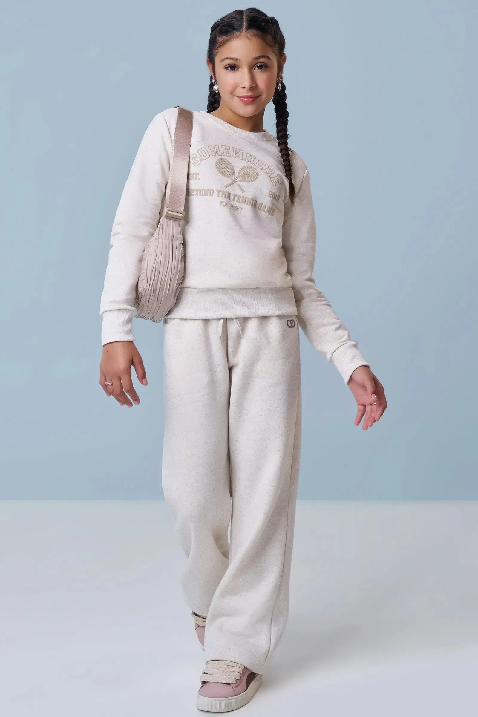 Calça Wide Leg em Moletom com Pelúcia 90867 Vic&Vicky Teen Menina