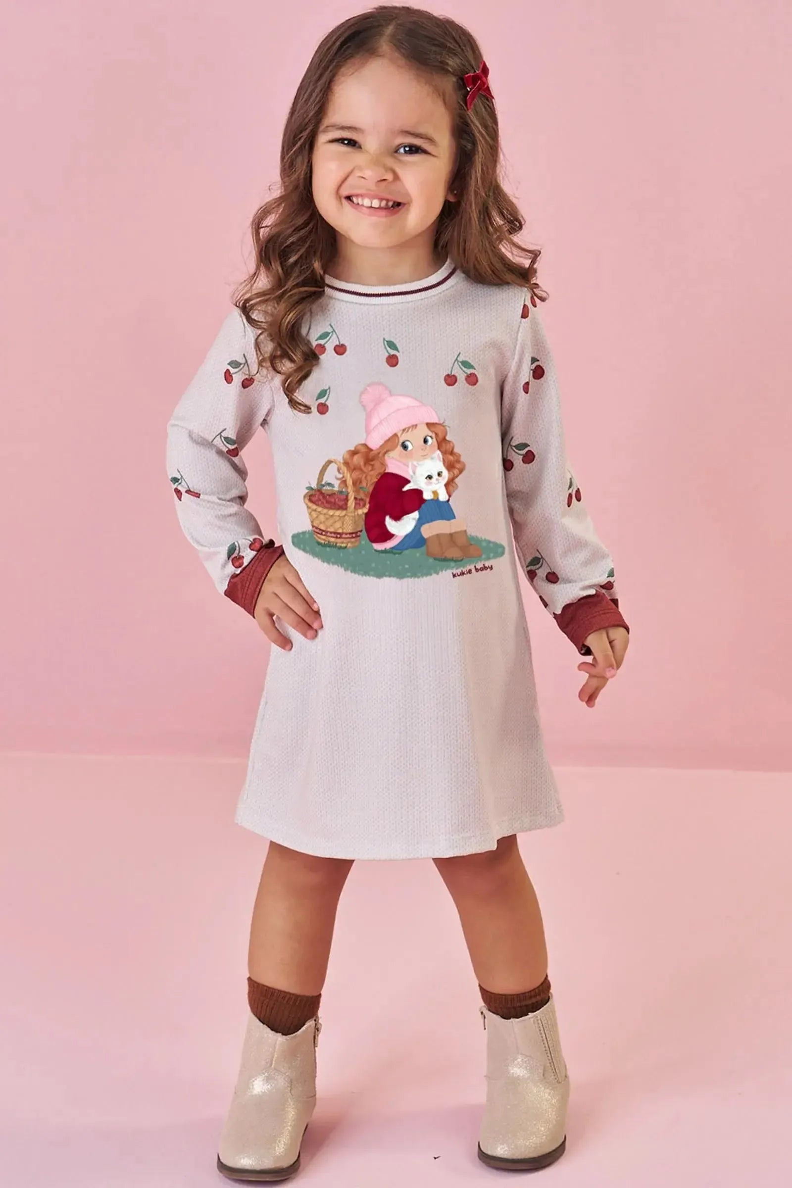 Vestido em Termoskin Peluciado 90886 Kukiê Bebê Menina