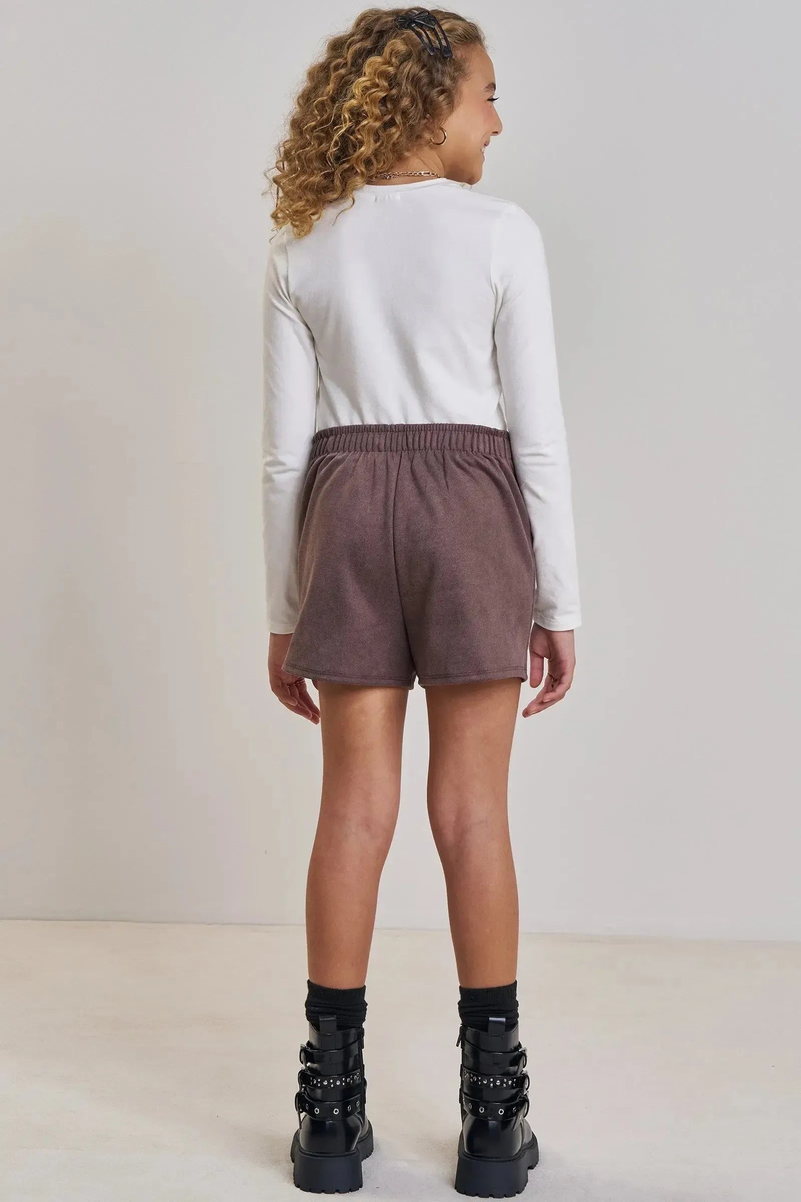 Conjunto de Blusa Boxy em Cotton e Shorts em Suede Twill 90912 Vic&Vicky Teen Menina