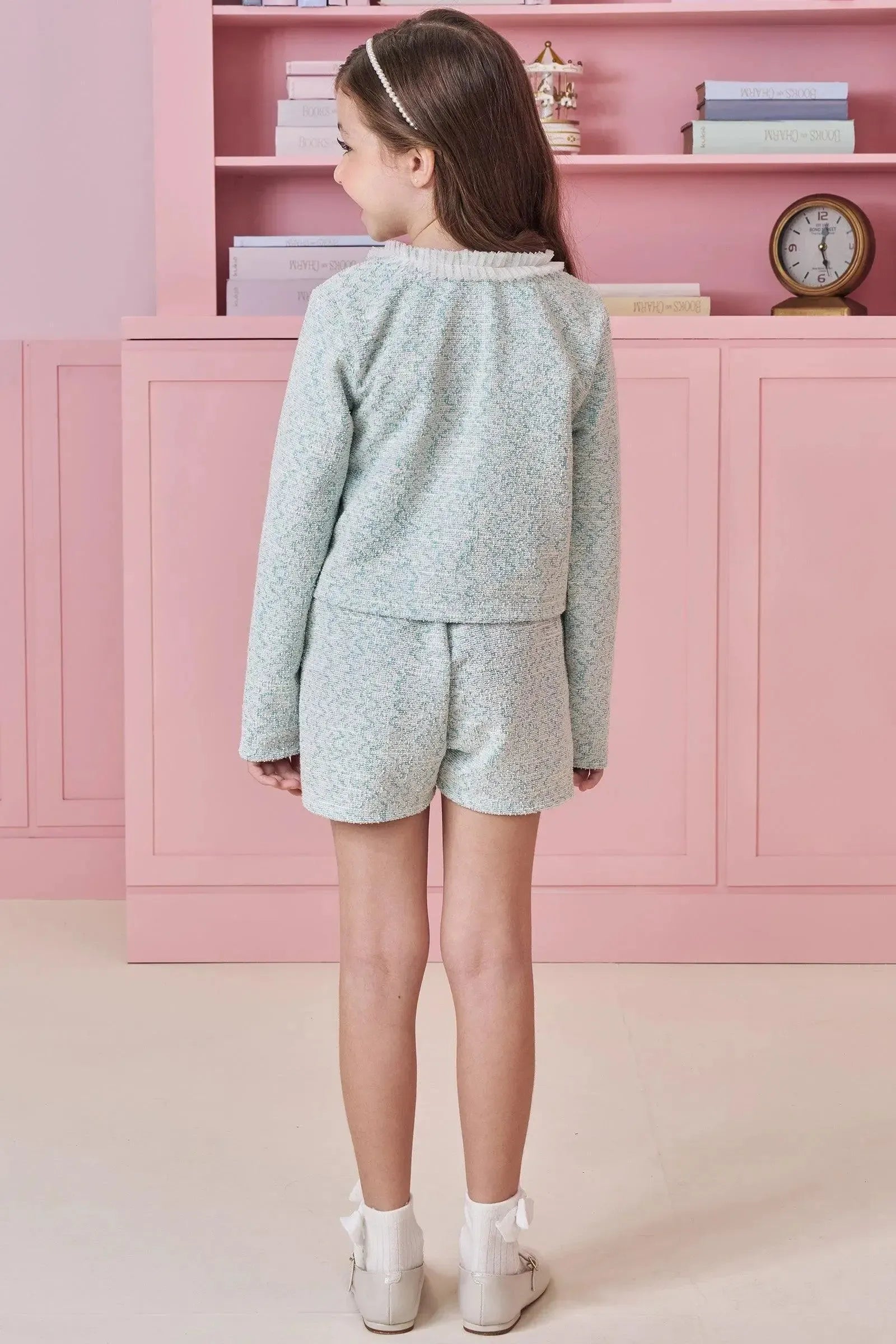 Conjunto de Casaqueto e Short Saia em Tweed Comfy 90922 Kukiê Infantil Menina