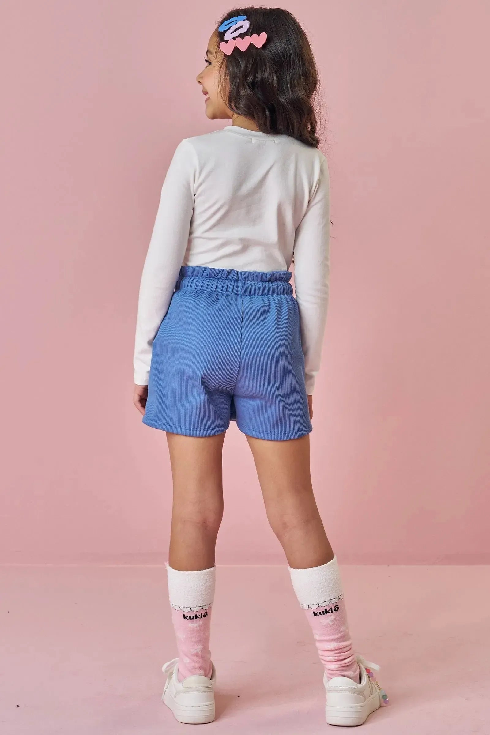 Conjunto de Blusa em Cotton e Shorts em Soft Line 91675 Kukiê Infantil Menina