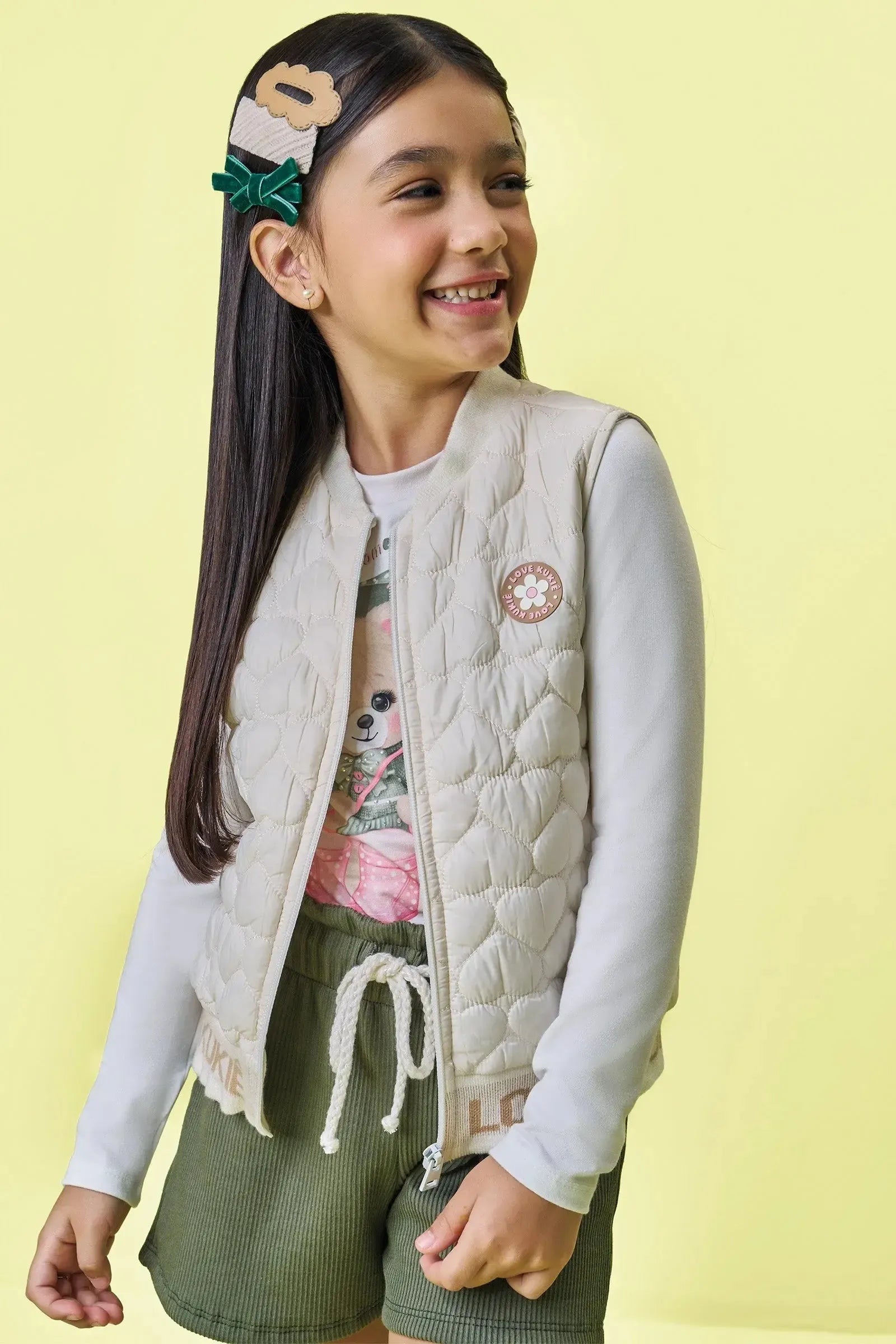 Conjunto de Blusa em Malha Power e Shorts em Soft Line 91679 Kukiê Infantil Menina