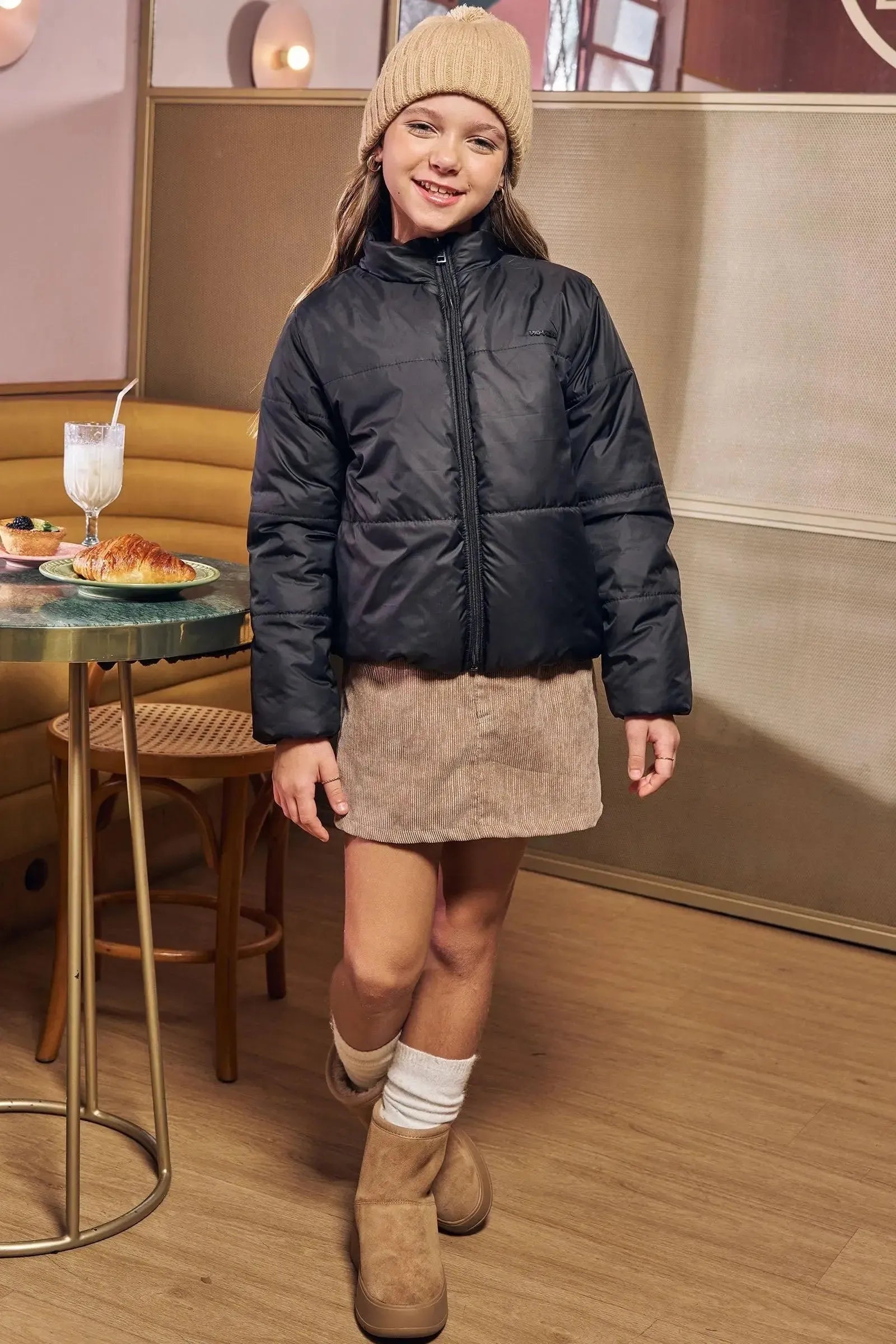 Short Saia em Veludo Cotelê Gold 92012 Vic&Vicky Teen Menina