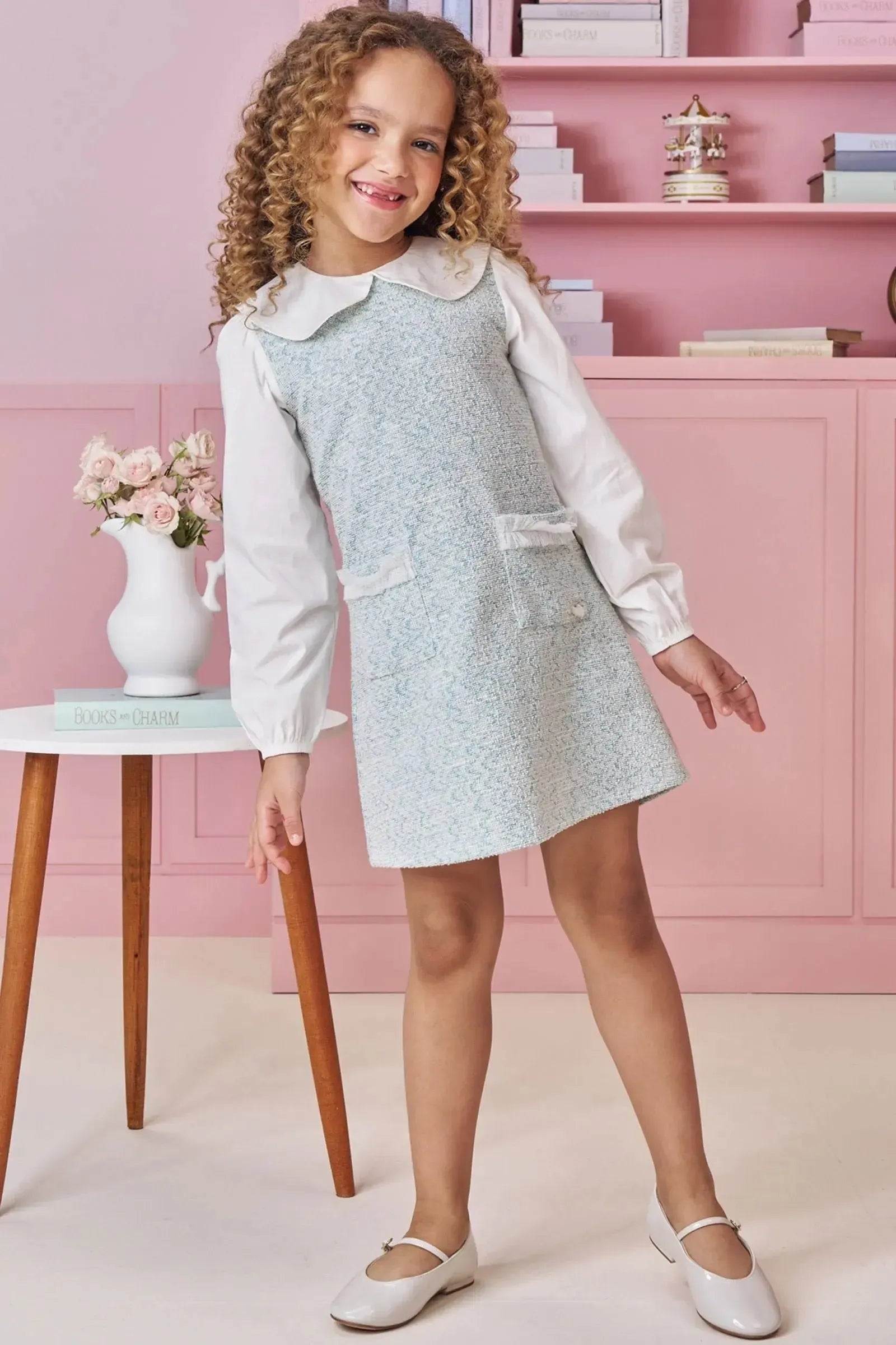 Vestido em Tweed Comfy 92082 Kukiê Infantil Menina