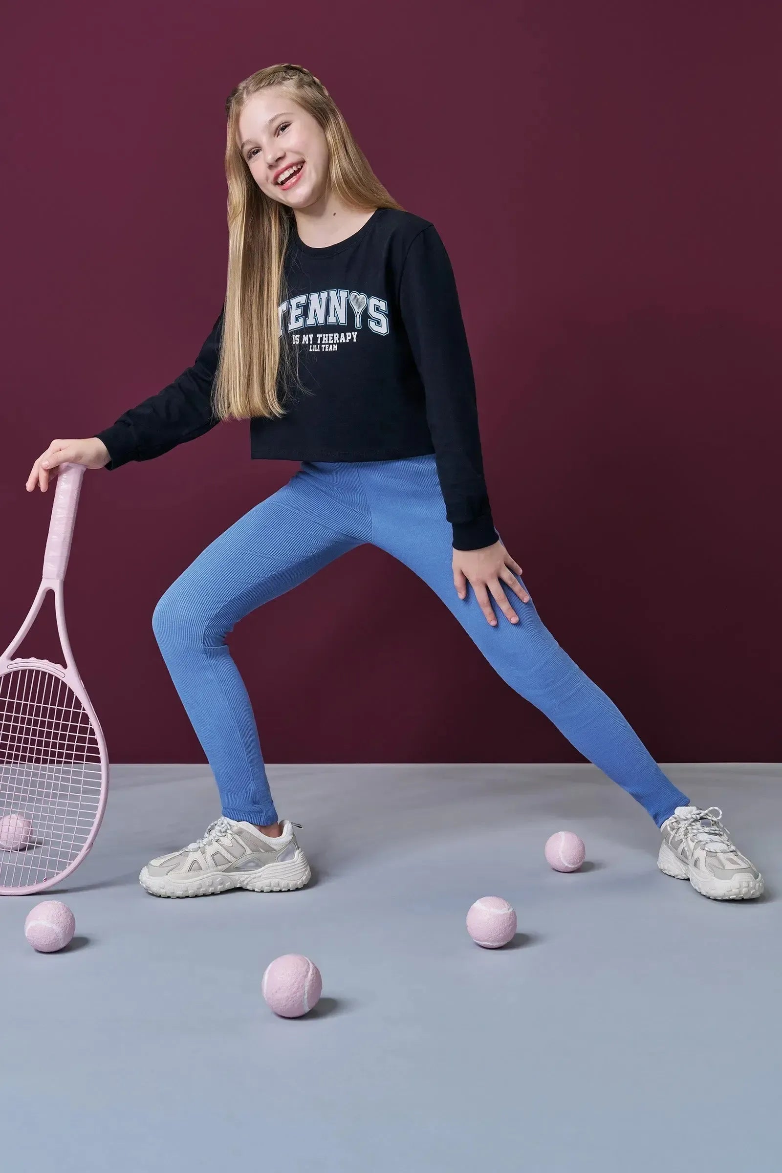 Conjunto de Blusa Boxy Over em Meia Malha e Calça Legging em Soft Line 92280 Lilimoon Teen Menina