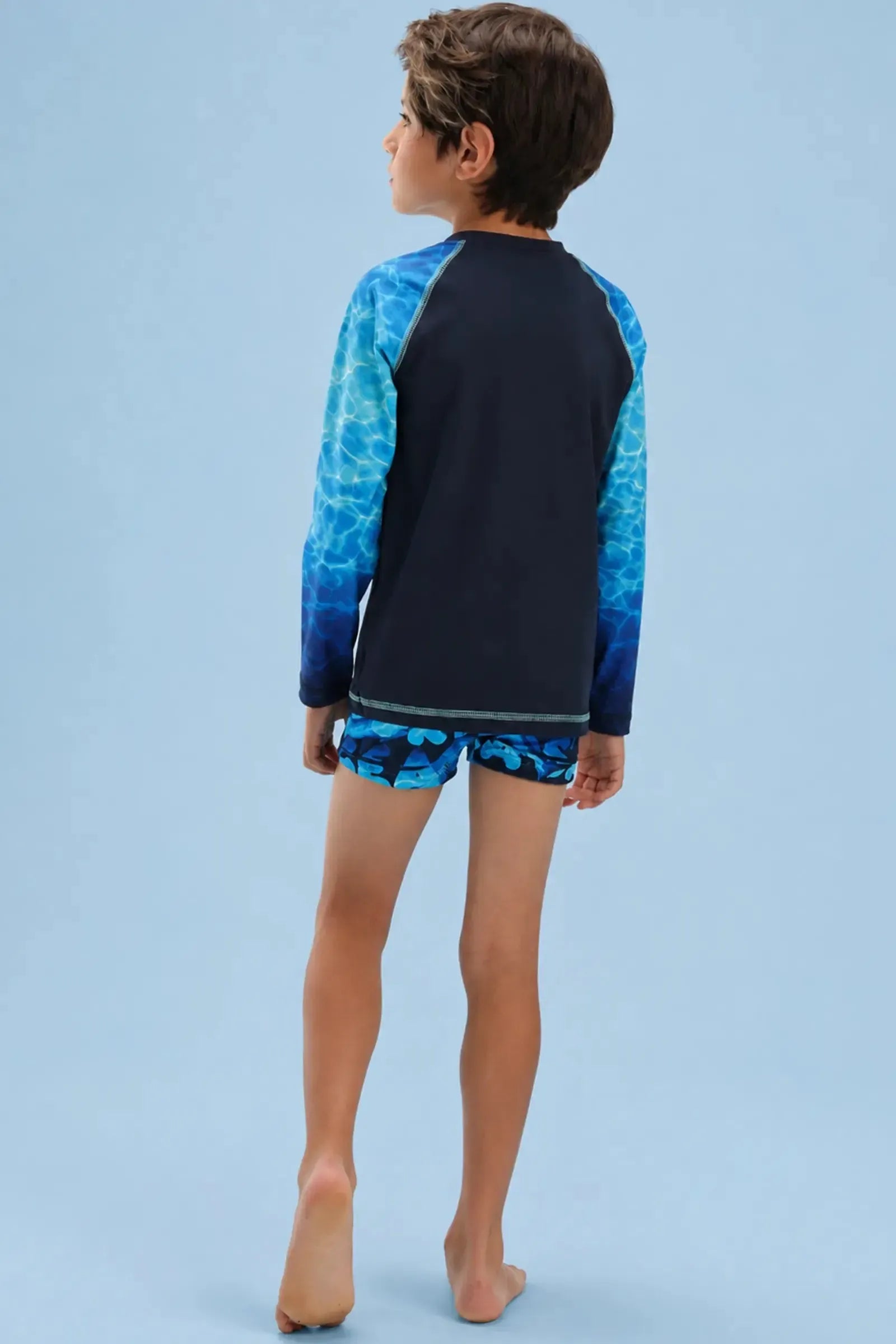 Conjunto de Camiseta e Sunga em Malha UV Dry com Preoteção UV50+ 92467 LucBoo Infantil Menino