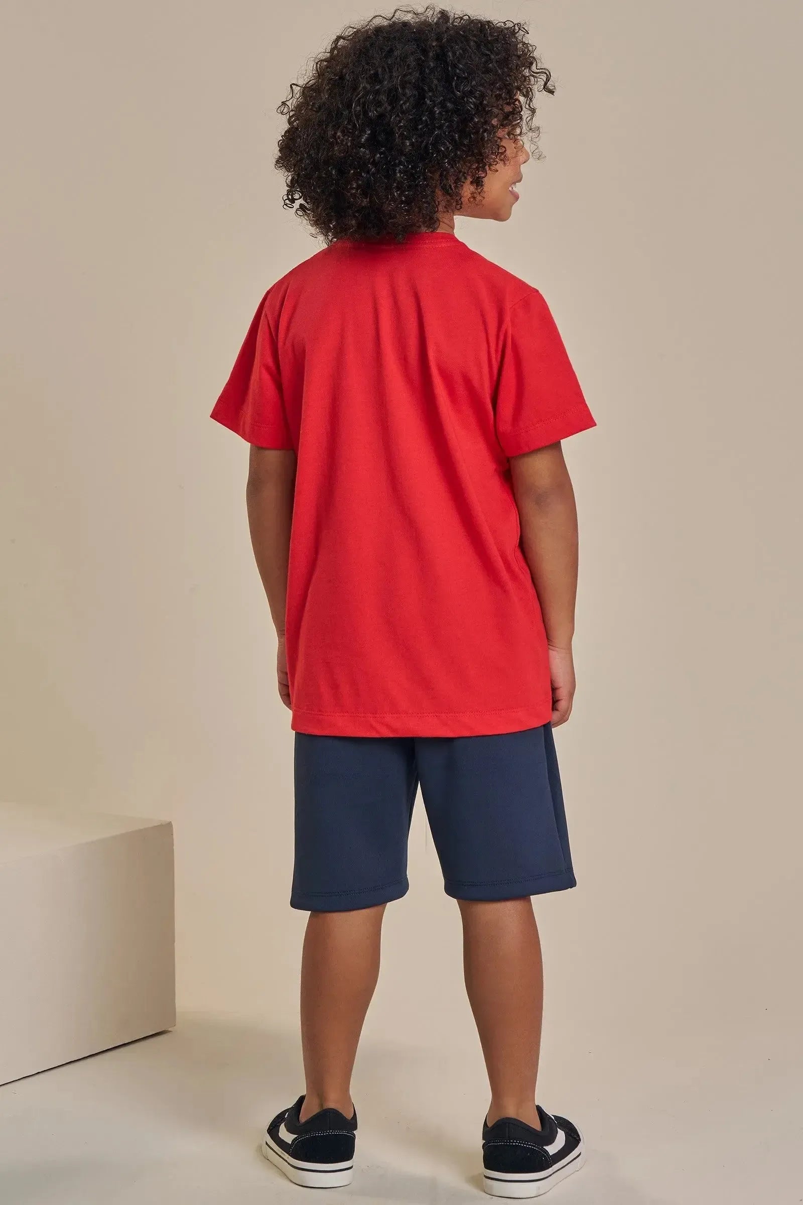 Conjunto de Camiseta em Meia Malha e Bermuda em Sport Tech com Elastano 92475 LucBoo Infantil Menino