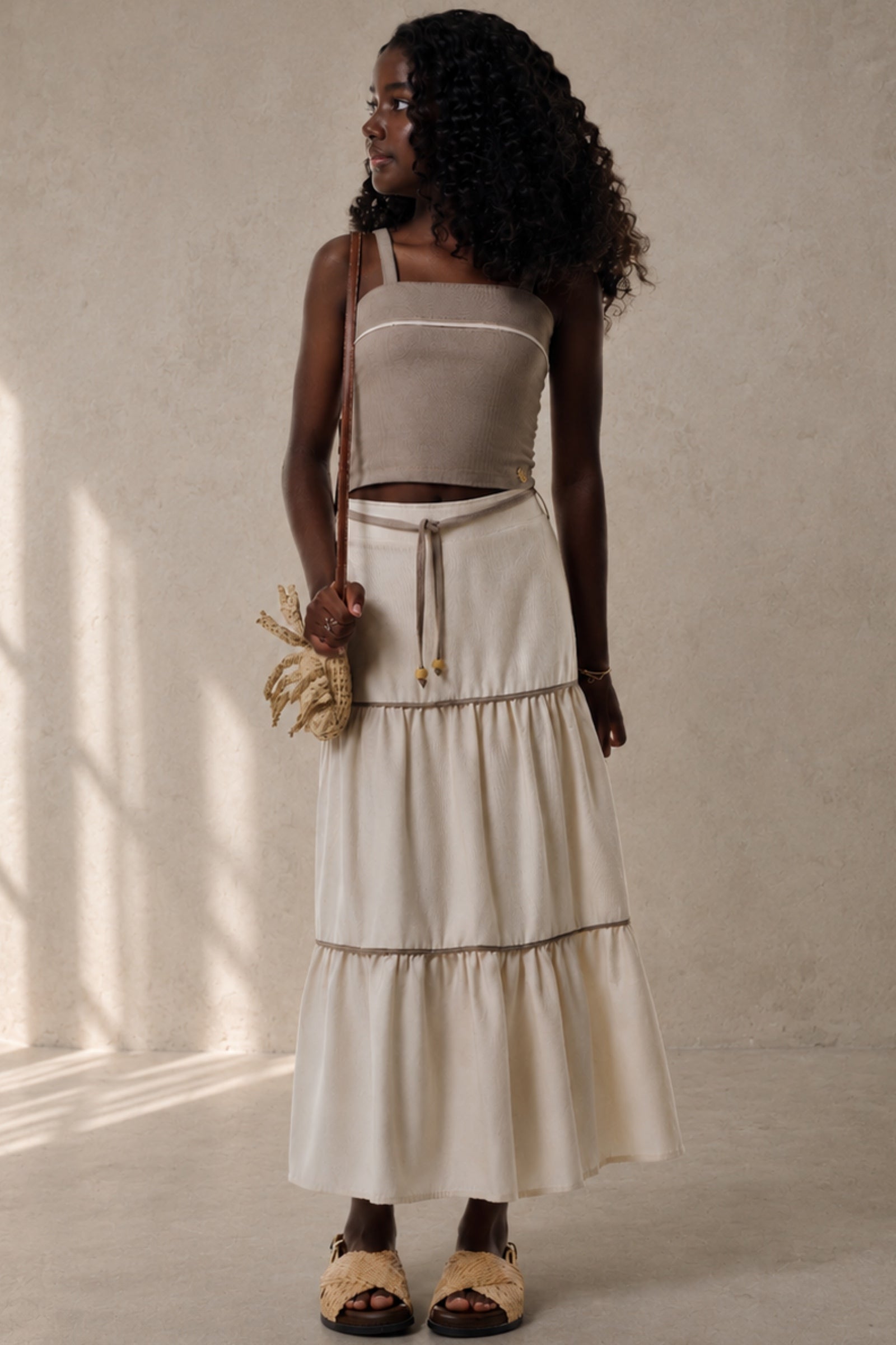 Conjunto de Regata e Saia Midi em Linho Santorine 92612 Lilimoon Teen Menina