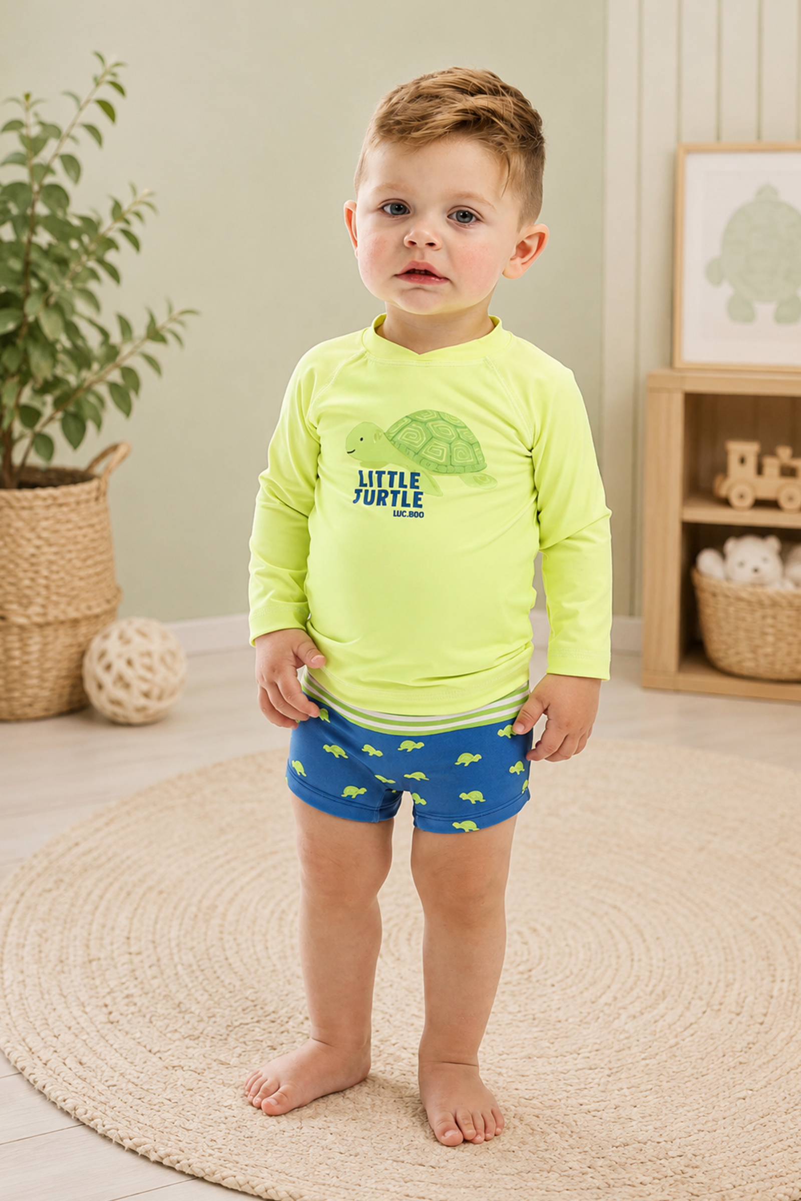 Conjunto de Camiseta e Sunga em Malha UV Dry com Proteção UV50+ 92831 LucBoo Bebê Menino