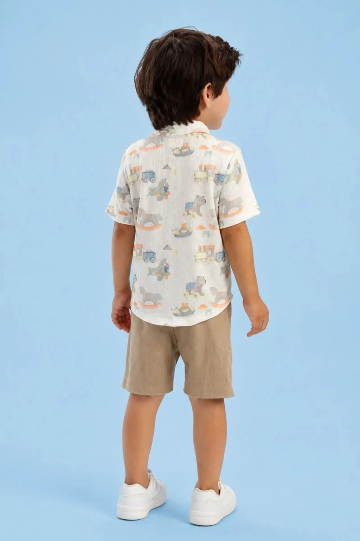 Conjunto de Camisa em Malha Wave e Bermuda em Cotton Jeans com Elastano 92836 LucBoo Bebê Menino