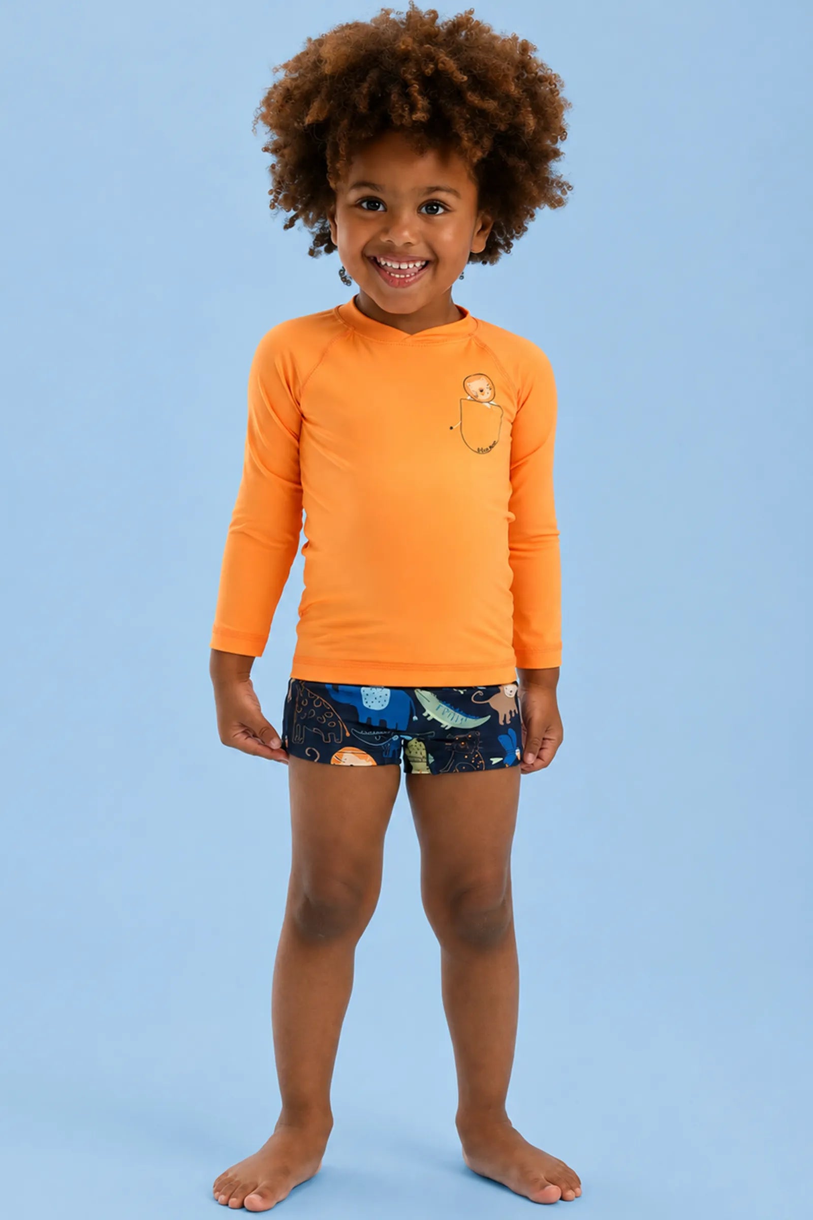 Conjunto de Camiseta e Sunga em Malha UV Dry com Proteção UV 50+ 92882 LucBoo Bebê Menino