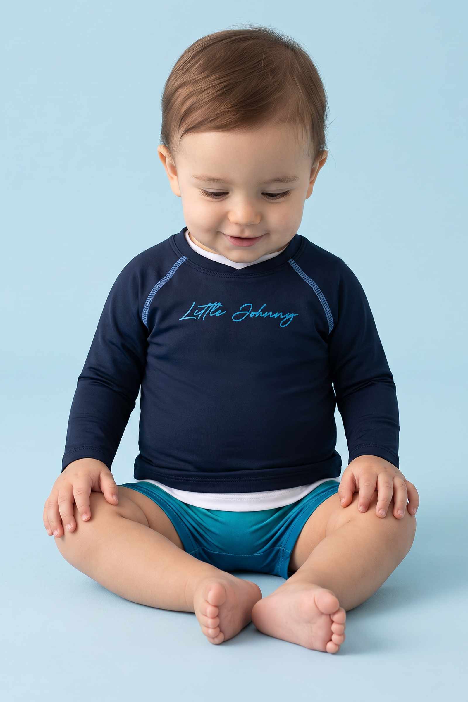Conjunto de Camiseta e Sunga em Malha Uvdry com Proteção UV50+ 93026 Johnny Fox Bebê Menino