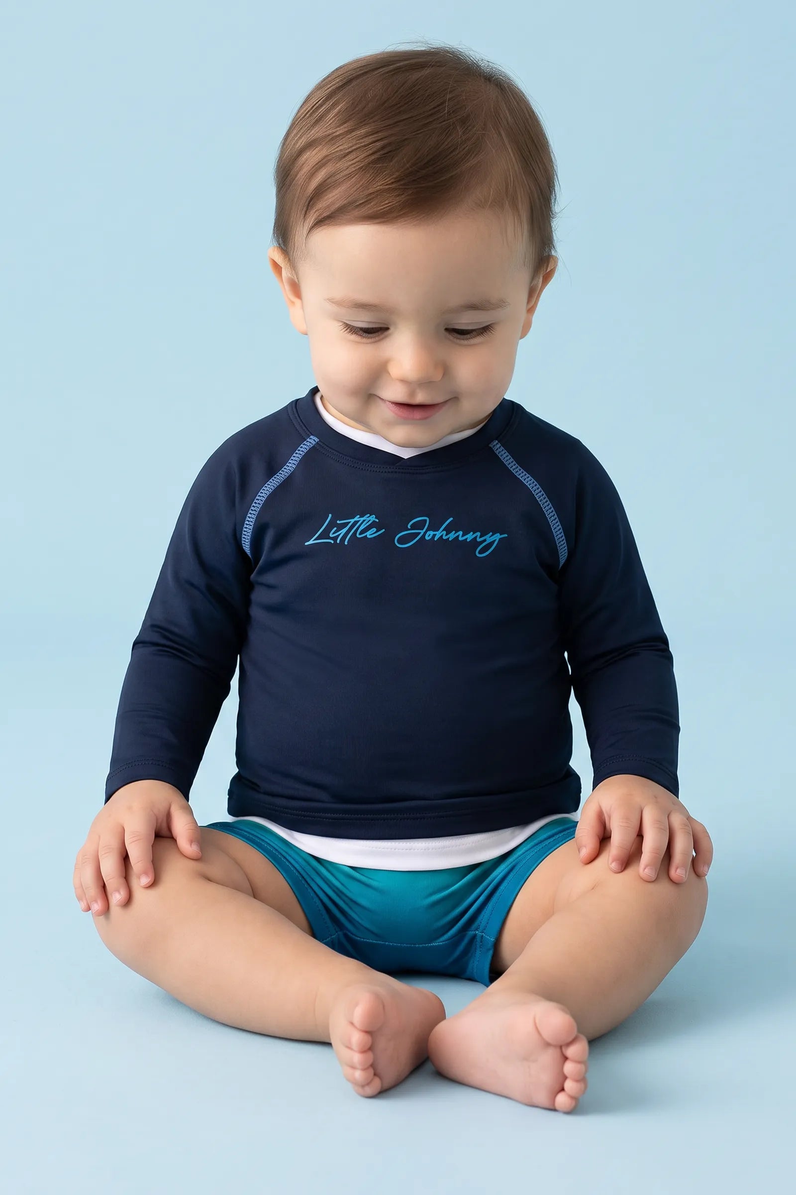 Conjunto de Camiseta e Sunga em Malha Uvdry com Proteção UV50+ 93026 Johnny Fox Bebê Menino