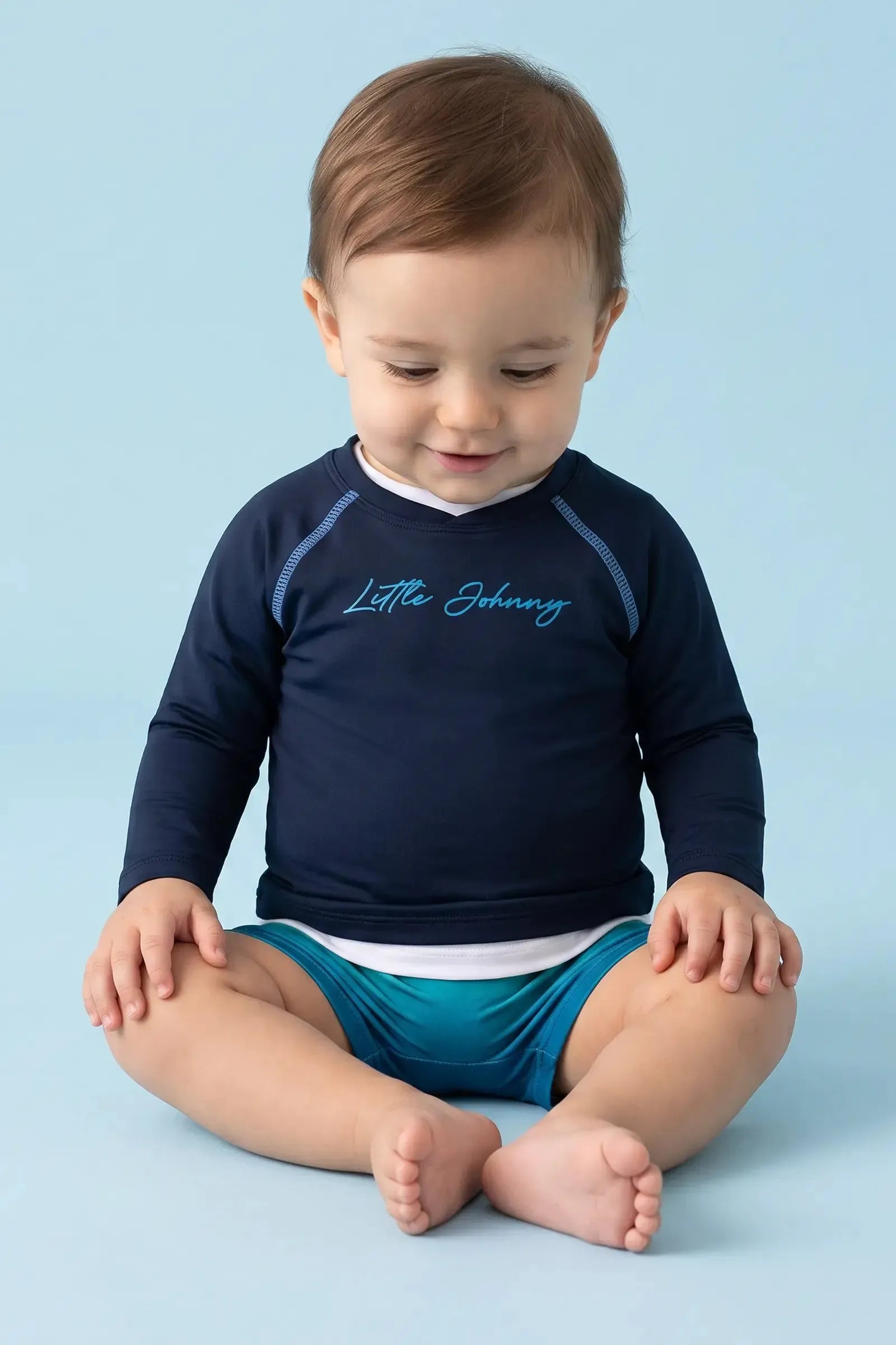 Conjunto de Camiseta e Sunga em Malha Uvdry com Proteção UV50+ 93026 Johnny Fox Bebê Menino