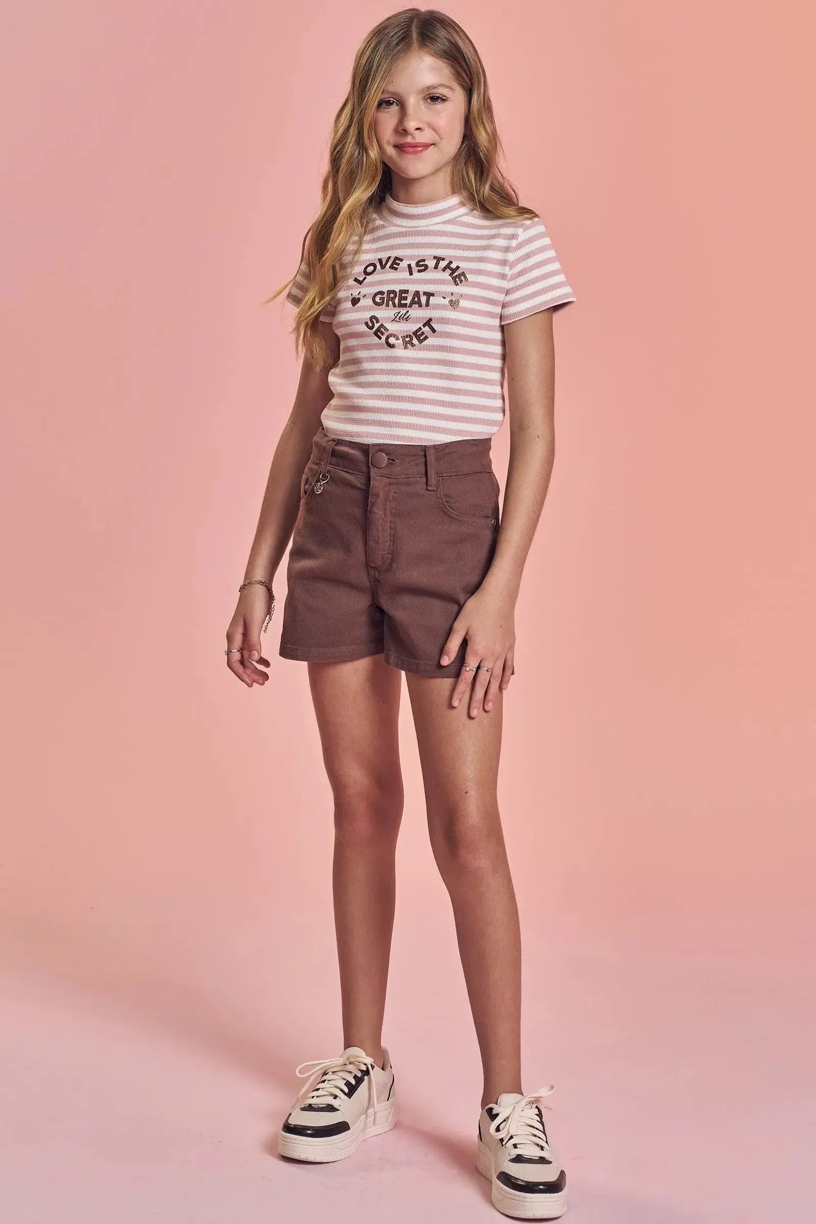 Blusa em Malha Waffle Listrada 93286 Lilimoon Teen Menina