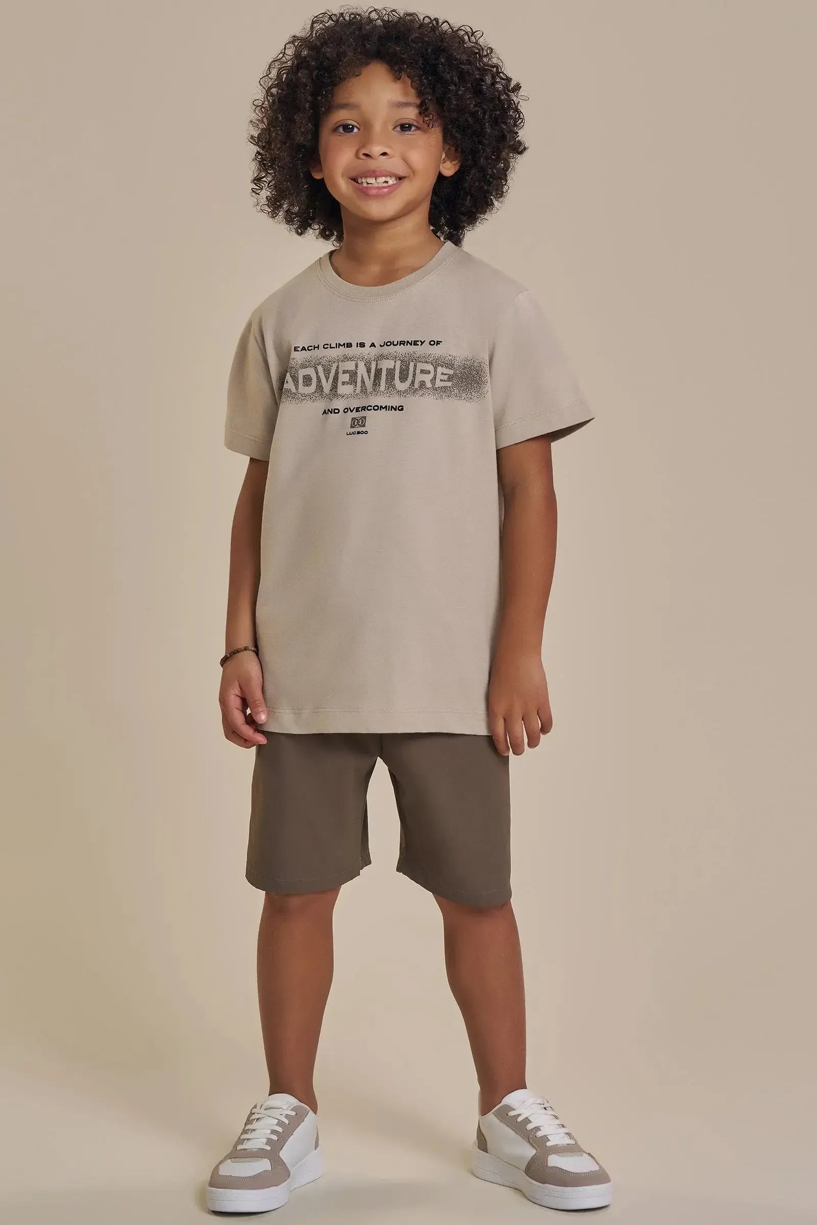 Conjunto de Camiseta em Meia Malha e Bermuda em Nylon Ripstop com Proteção UV50+ 93531 LucBoo Infantil Menino