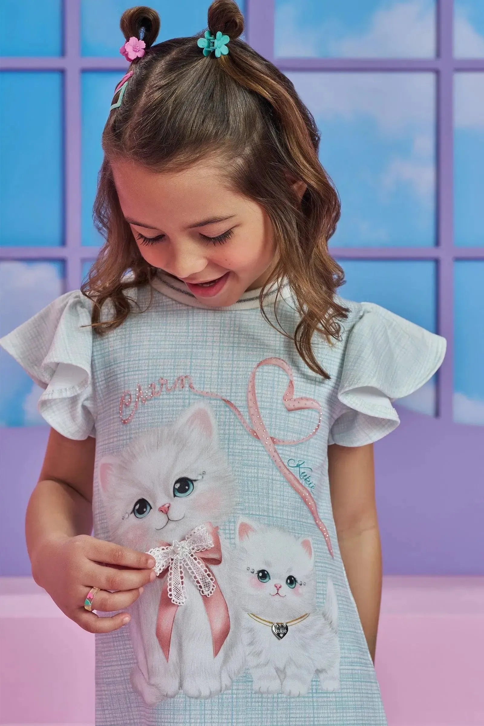 Vestido em Molecotton 93748 Kukiê Infantil Menina