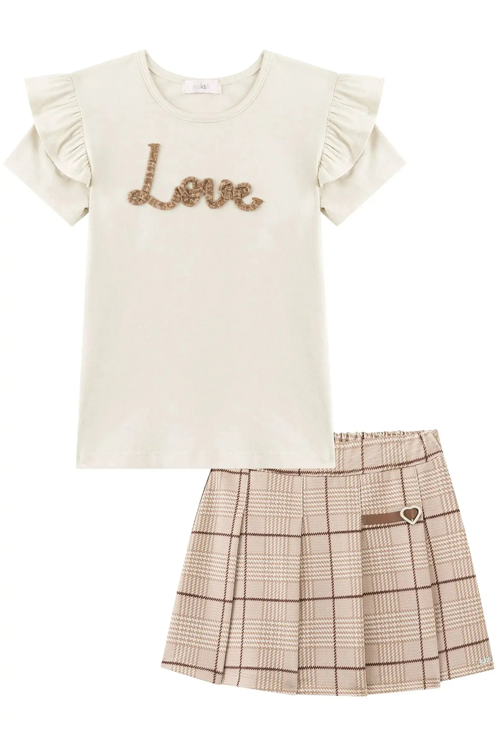 Conjunto de Blusa em Canelado Liz e Short Saia em Molecotton 93881 Kukiê Infantil Menina