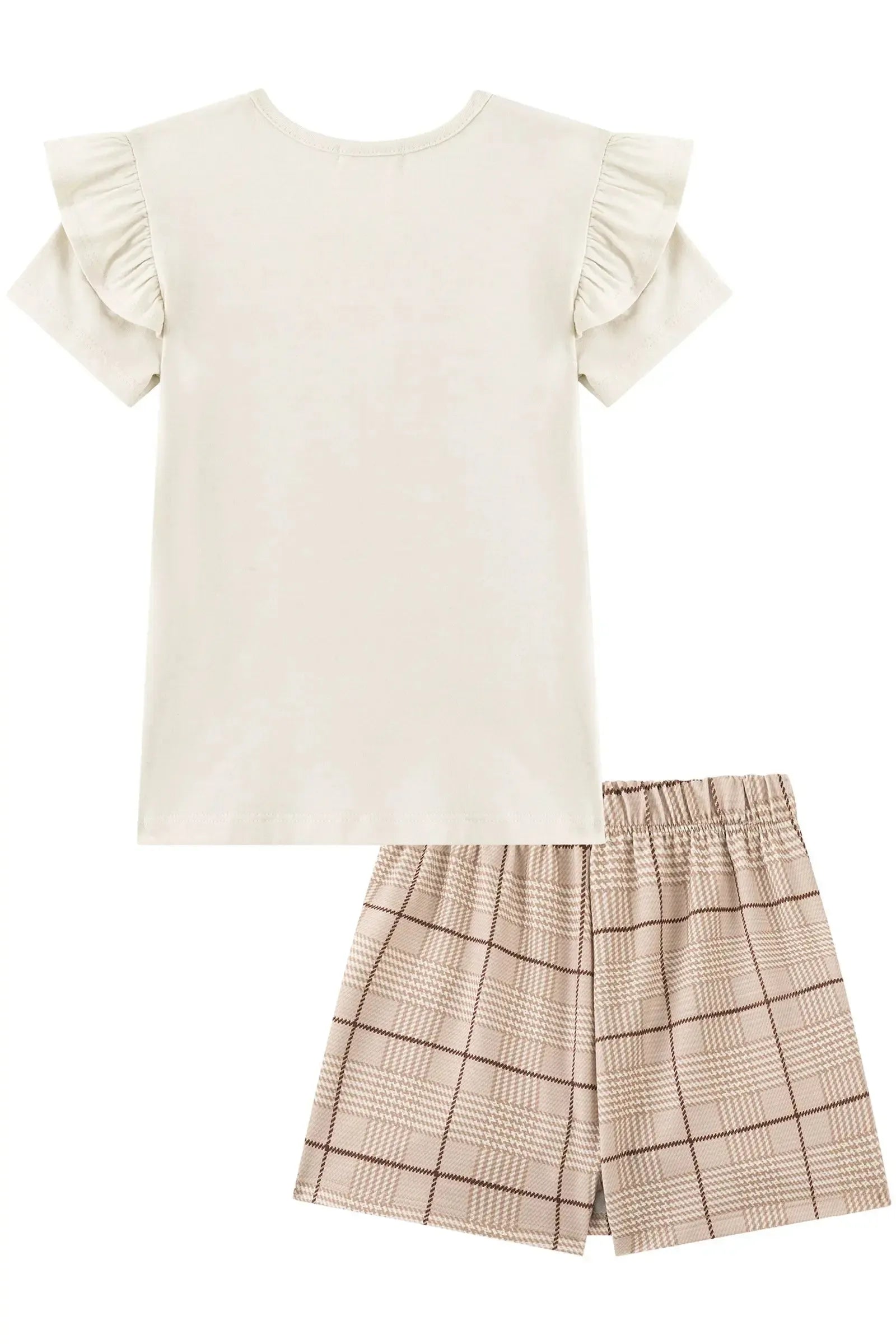 Conjunto de Blusa em Canelado Liz e Short Saia em Molecotton 93881 Kukiê Infantil Menina